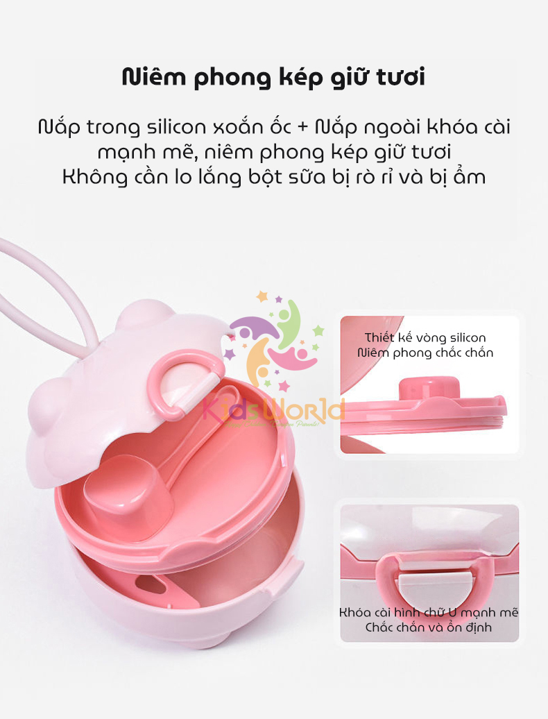Mô tả Hộp đựng sữa bột, thức ăn KidAndMom Dung Tích 225ml có quai cầm tiện lợi cho mẹ và bé - 2