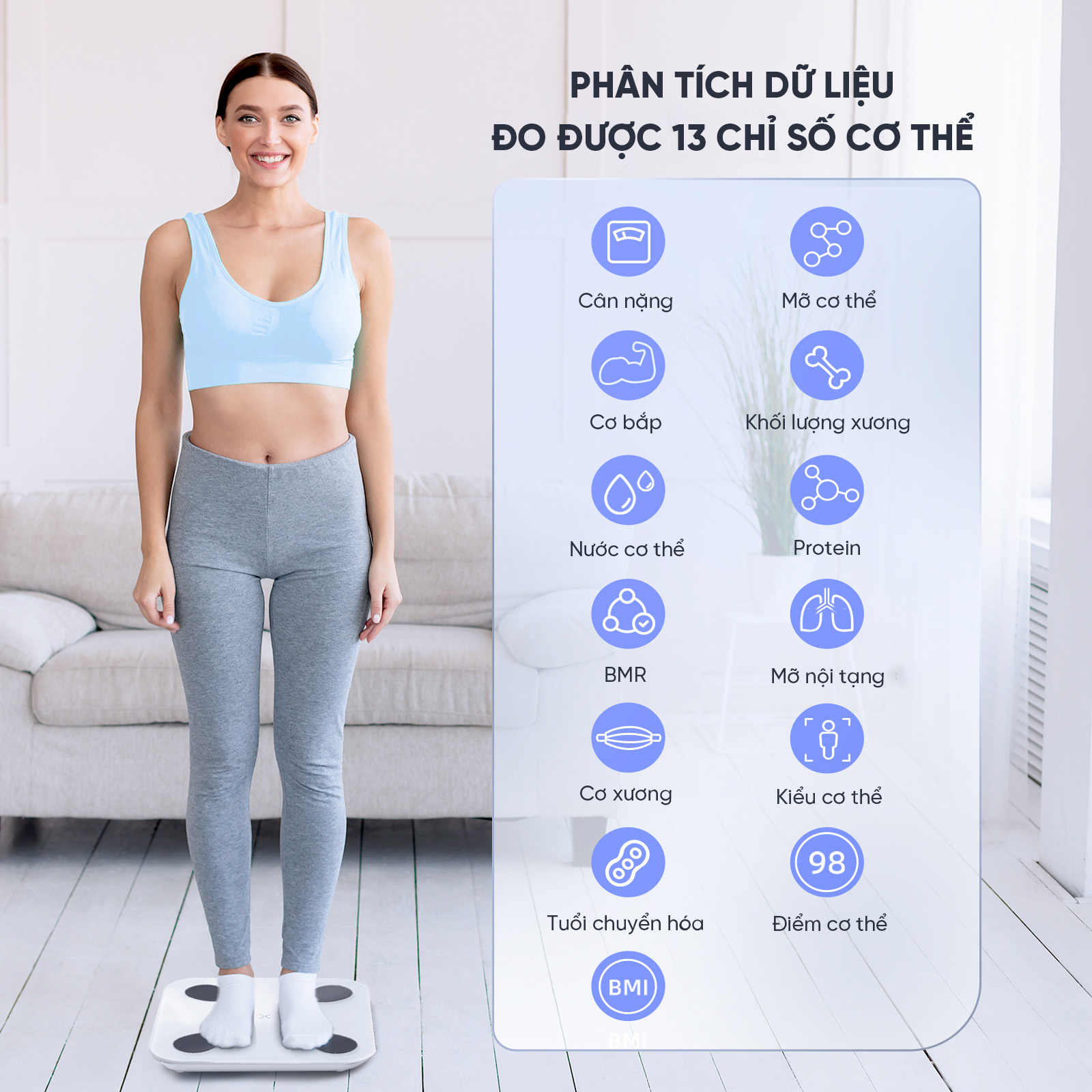 Mô tả Cân Điện Tử Thông Minh PICOOC Mini Lite - Phân Tích 13 Chỉ Số Cơ Thể - APP TIẾNG VIỆT - BH 12 THÁNG - 2