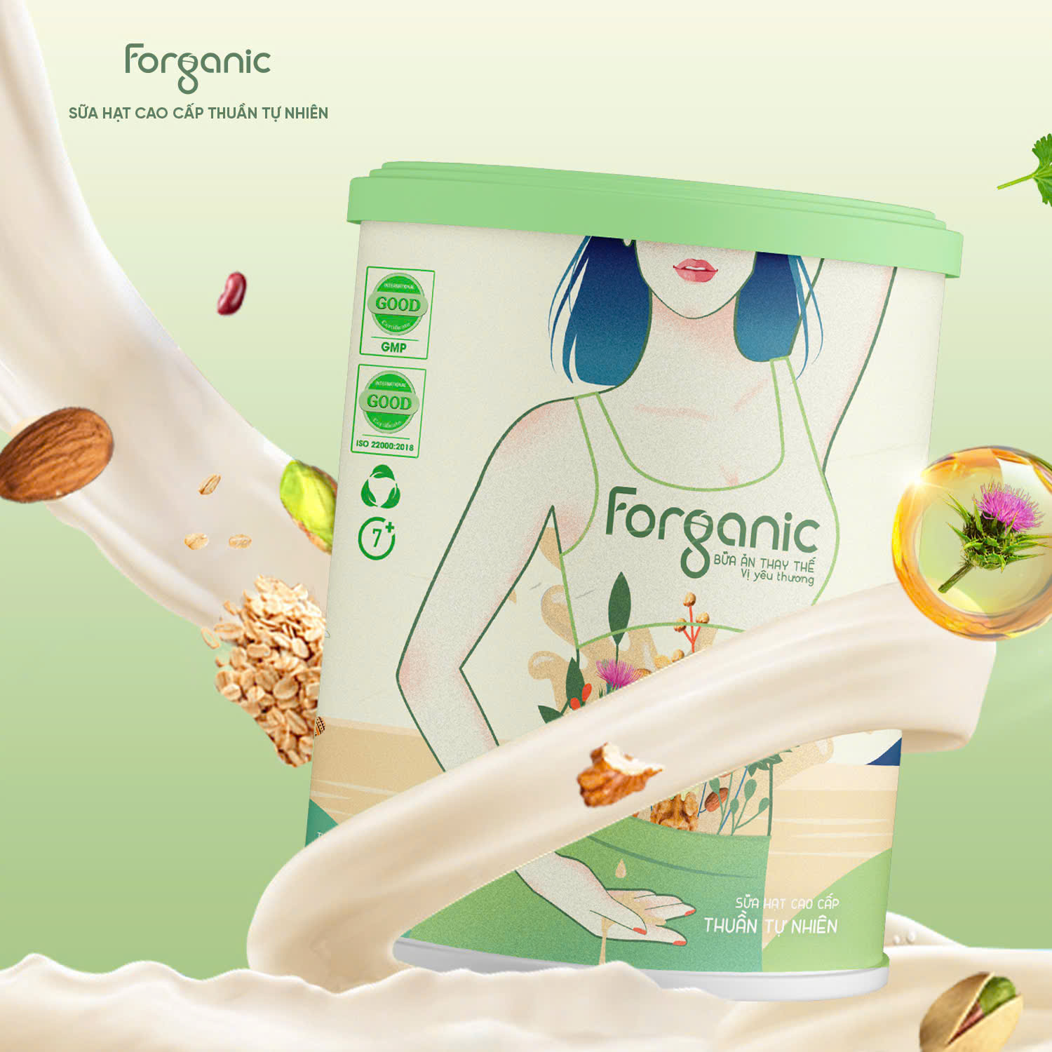 Mô tả Sữa Hạt Forganic Bữa ăn thay thế (Lon 800G) - Dinh dưỡng đủ đầy, Thanh lọc cơ thể - 1