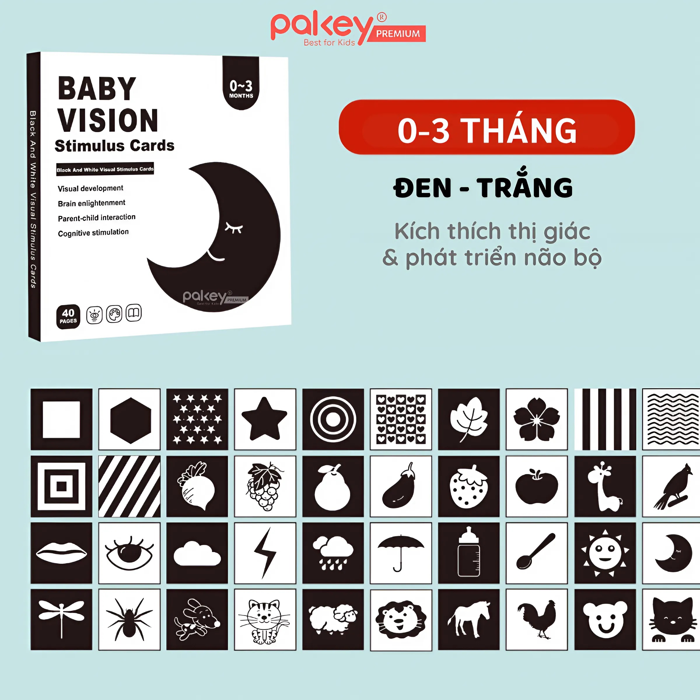 Mô tả Bộ 20 Thẻ Kích Thích Thị Giác Pakey Cao Cấp Giúp Phát Triển Khả Năng Quan Sát Trực Quan Cho Bé - 9
