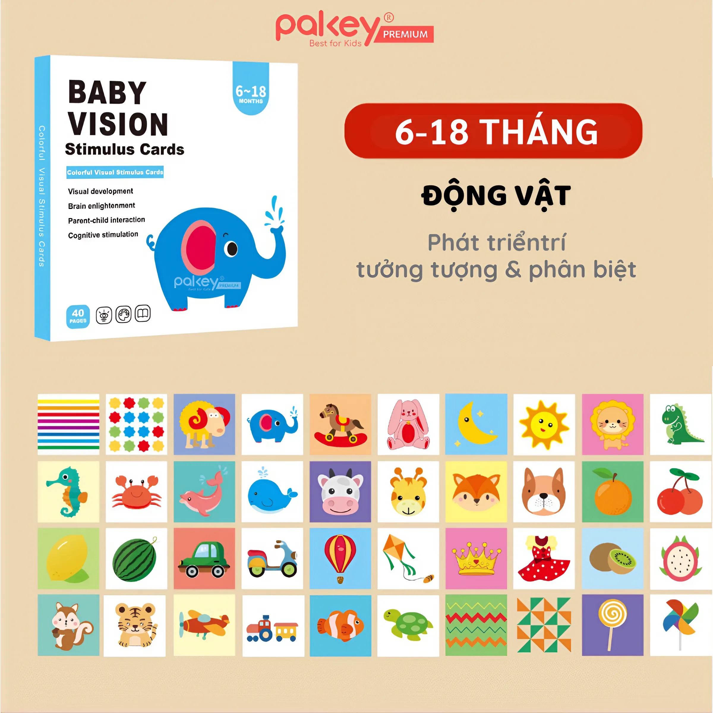 Mô tả Bộ 20 Thẻ Kích Thích Thị Giác Pakey Cao Cấp Giúp Phát Triển Khả Năng Quan Sát Trực Quan Cho Bé - 10