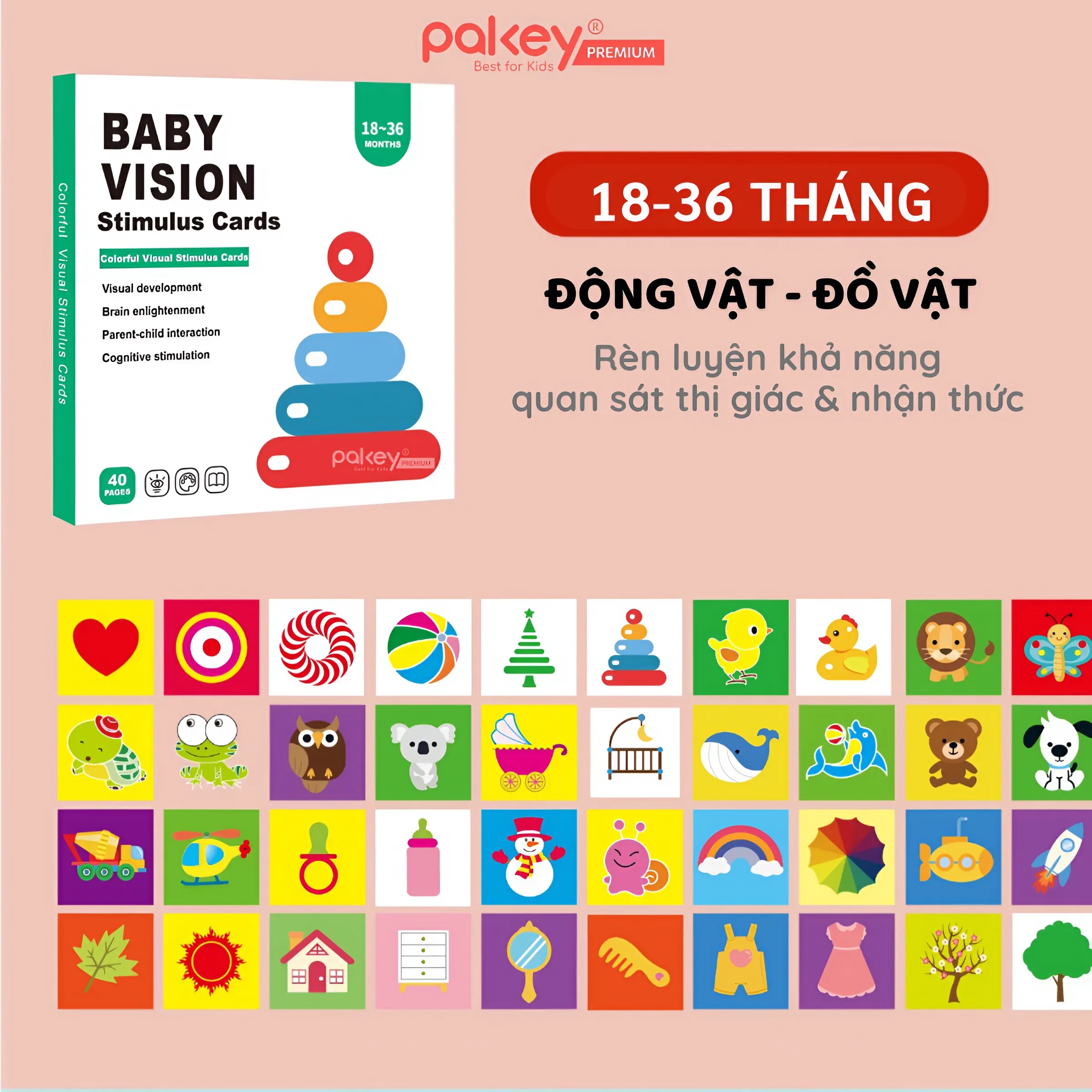Mô tả Bộ 20 Thẻ Kích Thích Thị Giác Pakey Cao Cấp Giúp Phát Triển Khả Năng Quan Sát Trực Quan Cho Bé - 12