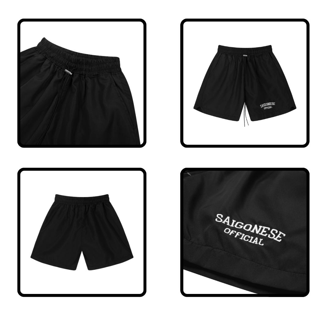 Mô tả Quần Short Dù SAIGONESE Quần Đùi Lưng Thun Dây Dài Có Lót Lưới Form Trên Gối Unisex Nam Nữ - 3