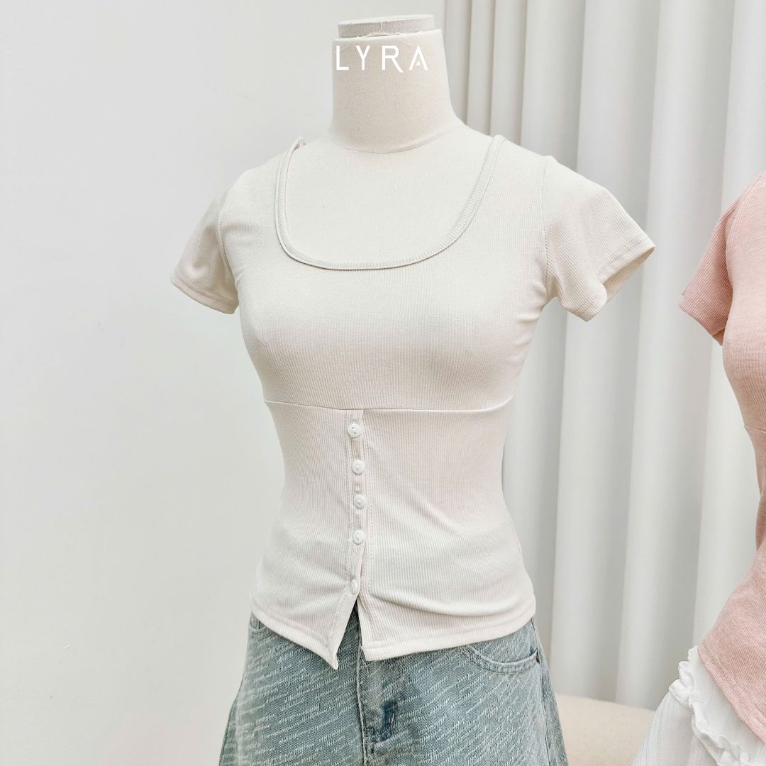 Mô tả LYRA-Áo thun ôm body dây lưng cúc dọc mặc 2 kiểu, chất thun gân co dãn mạnh 4 chiều thấm mồ hôi LWNAP001 - 11