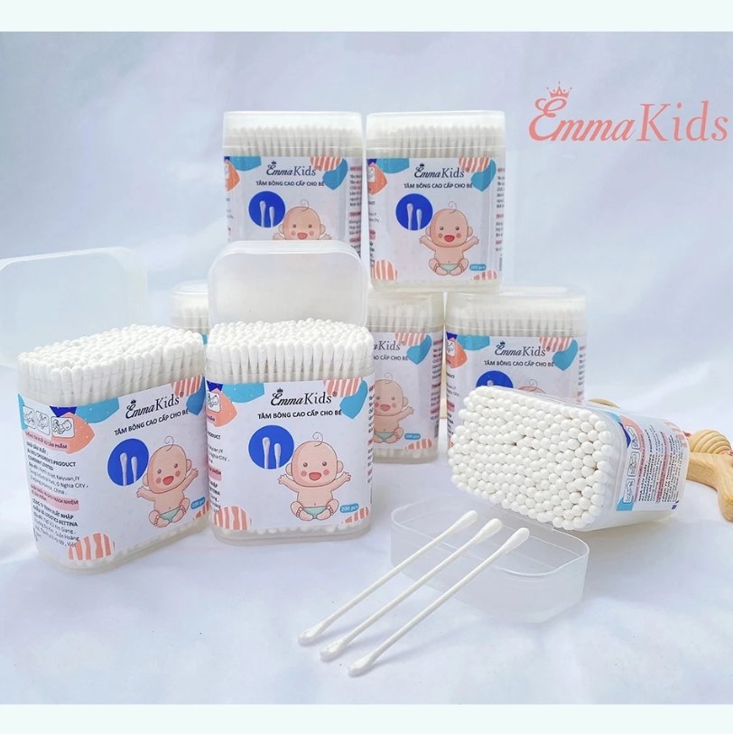 Mô tả Tăm Bông Sơ Sinh IQKAO Misuta/Emmakids TB1, Bông Tự Nhiên 2 Đầu, An Toàn Lành Tính, Vệ Sinh Tiện Lợi Cho Bé - 1