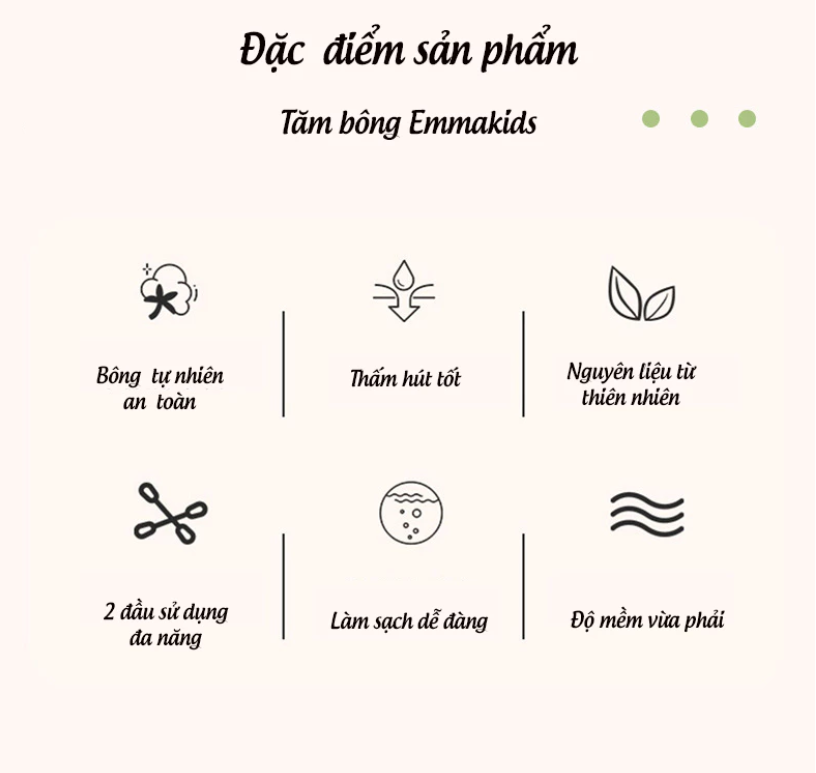 Mô tả Tăm Bông Sơ Sinh IQKAO Misuta/Emmakids TB1, Bông Tự Nhiên 2 Đầu, An Toàn Lành Tính, Vệ Sinh Tiện Lợi Cho Bé - 5