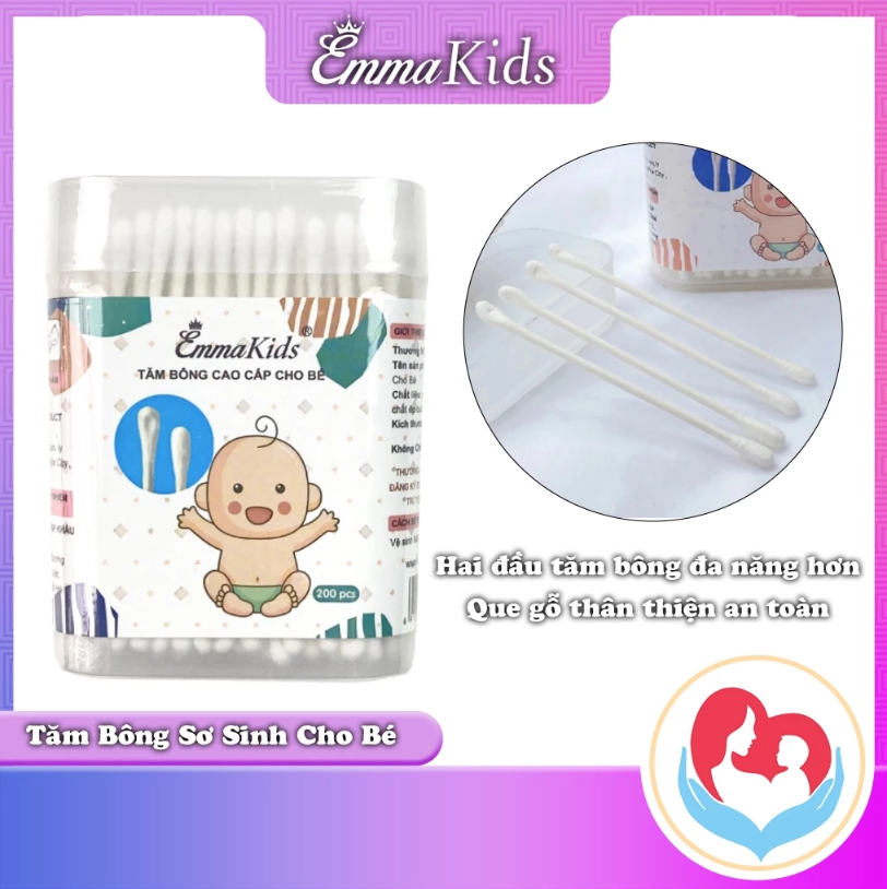 Mô tả Tăm Bông Sơ Sinh IQKAO Misuta/Emmakids TB1, Bông Tự Nhiên 2 Đầu, An Toàn Lành Tính, Vệ Sinh Tiện Lợi Cho Bé - 6