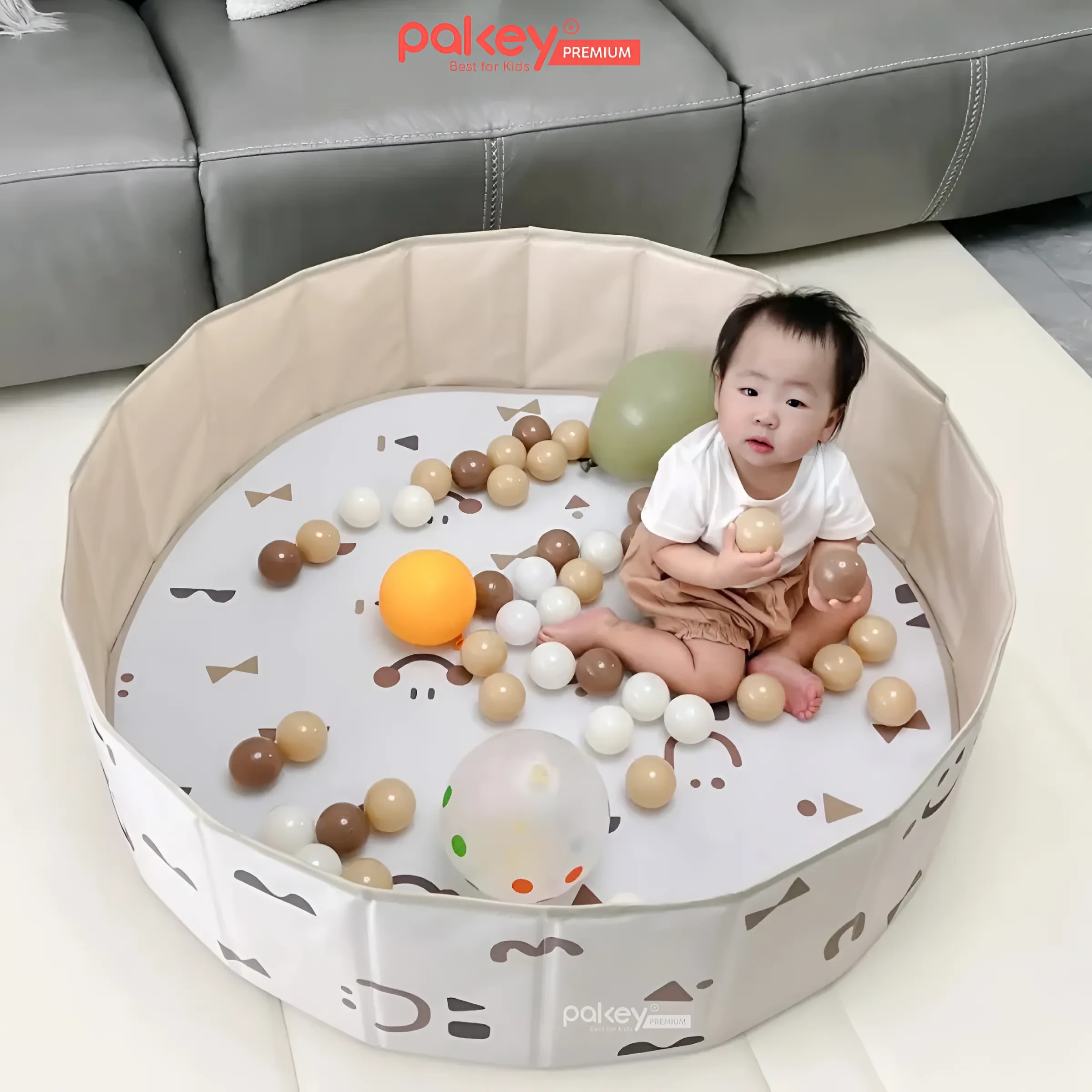 Mô tả Bể Bóng Vải PAKEY Gấp Gọn Tiện Lợi Cho Bé, Bể Chơi Cát, Hạt Muồng Họa Tiết Phong Cách Hàn Quốc Sang Trọng - 11