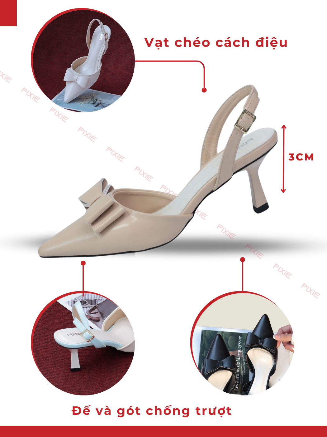 Mô tả Giày Cao Gót Slingback 5cm Mũi Nhọn Pixie H370 - 3