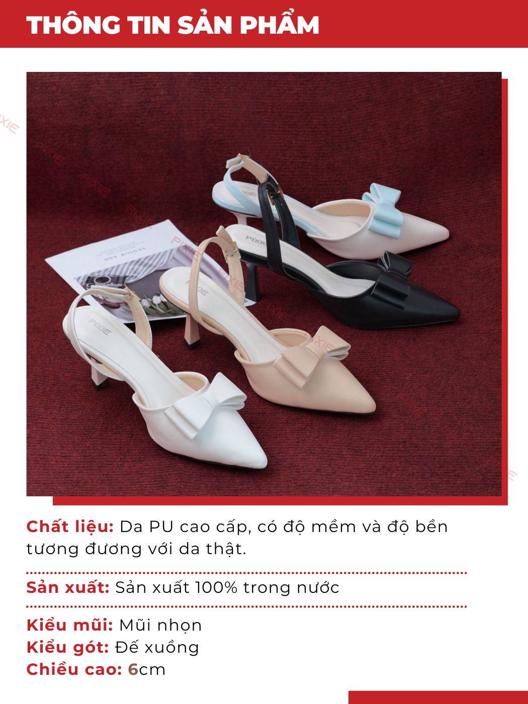 Mô tả Giày Cao Gót Slingback 5cm Mũi Nhọn Pixie H370 - 2