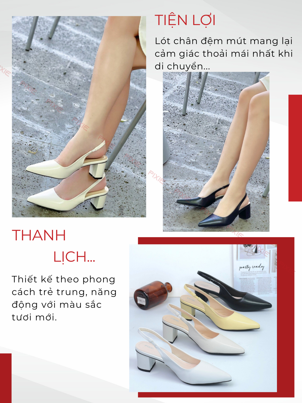 Mô tả Giày Cao Gót 5cm SlingBack Hậu Thun Pixie H350 - 5