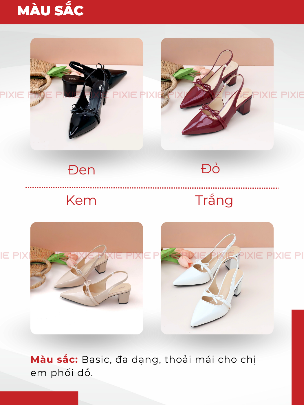 Mô tả Giày Slingback 5cm Da Bóng Quai Nơ Nhỏ Pixie H374 - 4