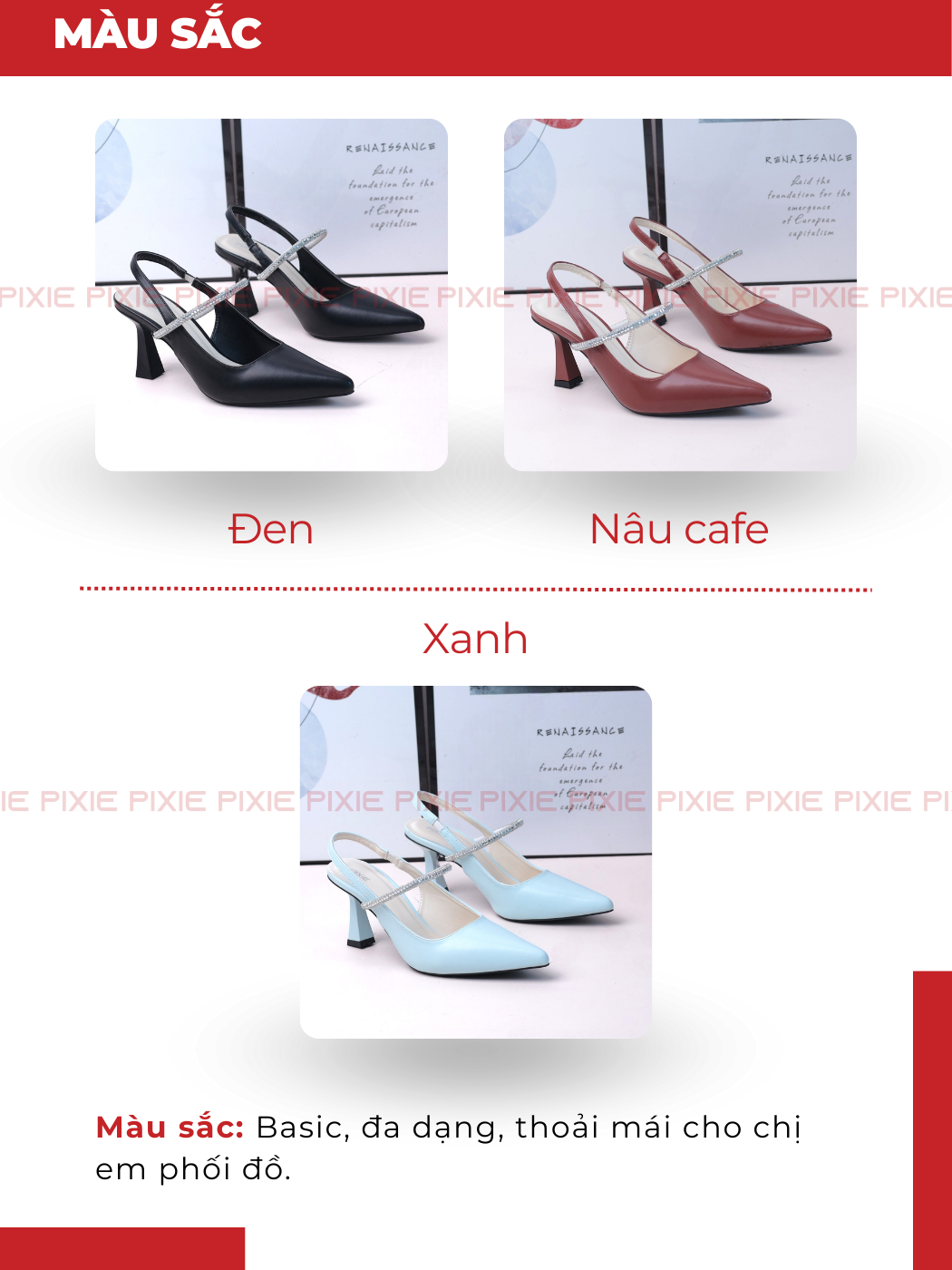 Mô tả Giày Cao Gót Slingback 7cm Quai Ngang Dây Đá Pixie H385 - 4