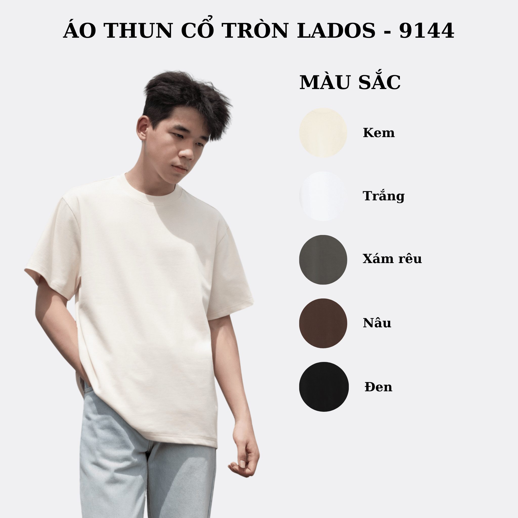 Mô tả Áo Thun Tee cổ tròn 100% cotton 250gsm Unisex Lados-19144 chất dày dặn, thấm hút, phong cách trẻ trung - 1