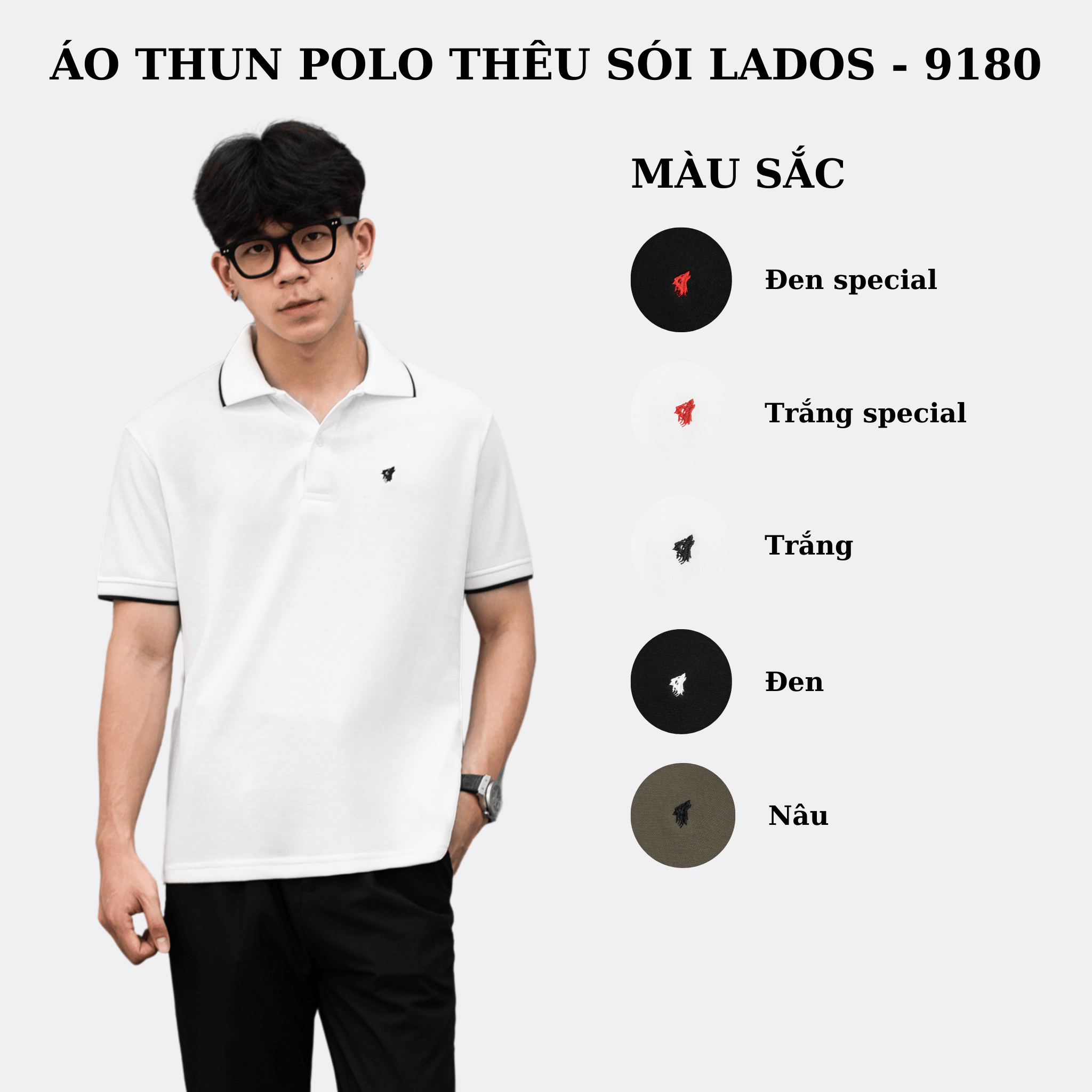Mô tả Áo thun polo nam ngắn tay LADOS-9180 thun cá sấu interlock basic trẻ trung, phong cách Hàn Quốc - 2