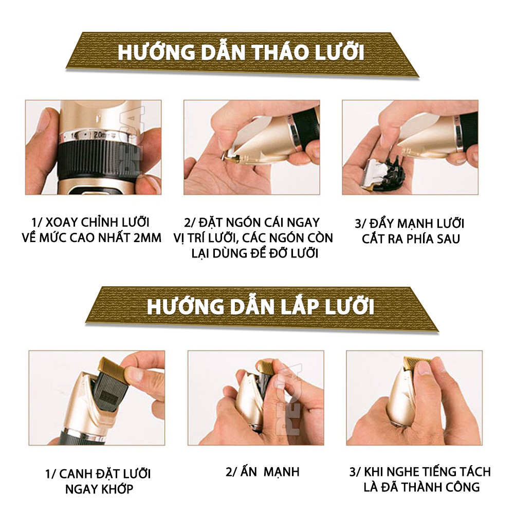 Mô tả Tông đơ cắt tóc không dây Kemei KM-1255 dùng cho cá nhân và gia đình - Hàng chính hãng - 10