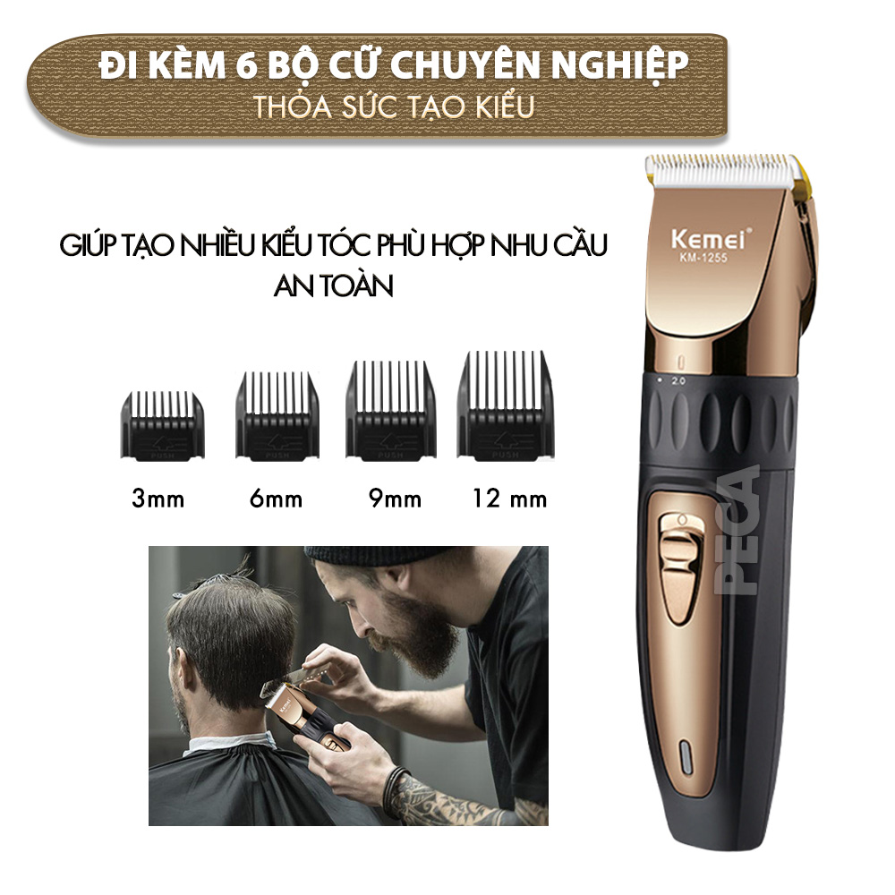 Mô tả Tông đơ cắt tóc không dây Kemei KM-1255 dùng cho cá nhân và gia đình - Hàng chính hãng - 6