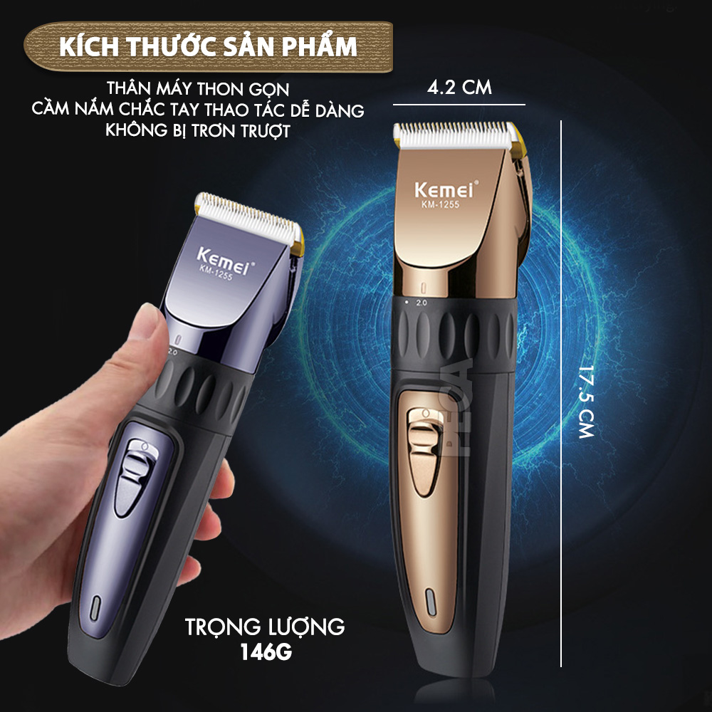 Mô tả Tông đơ cắt tóc không dây Kemei KM-1255 dùng cho cá nhân và gia đình - Hàng chính hãng - 3