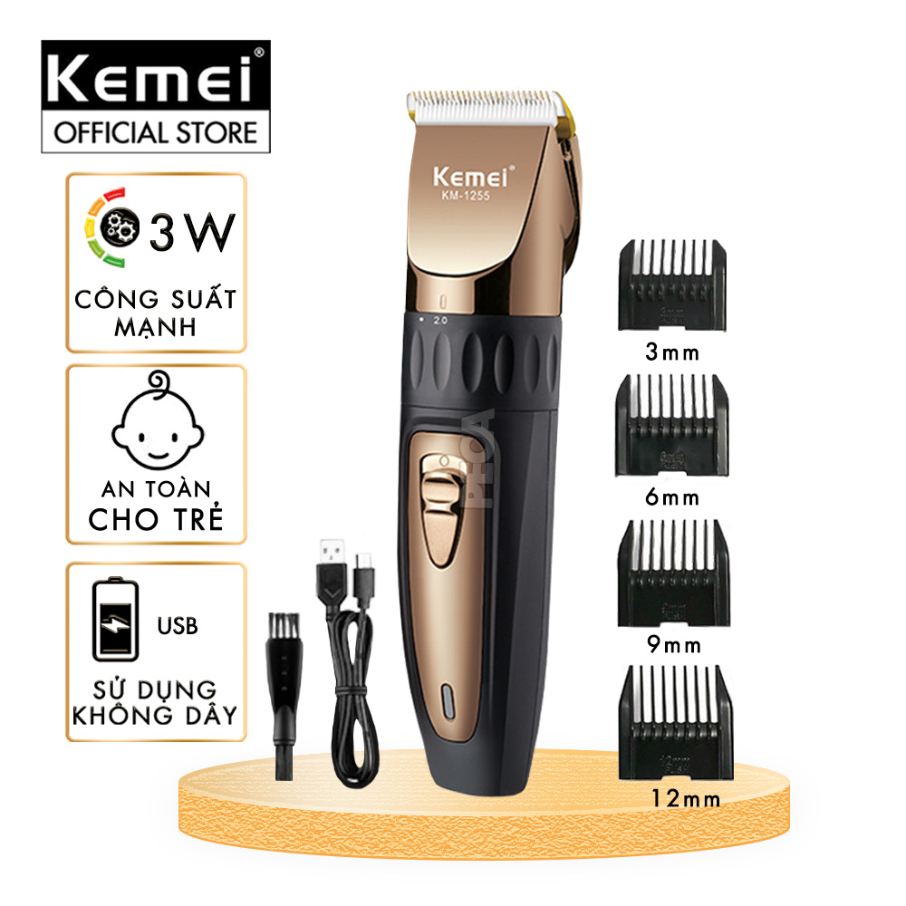 Mô tả Tông đơ cắt tóc không dây Kemei KM-1255 dùng cho cá nhân và gia đình - Hàng chính hãng - 1