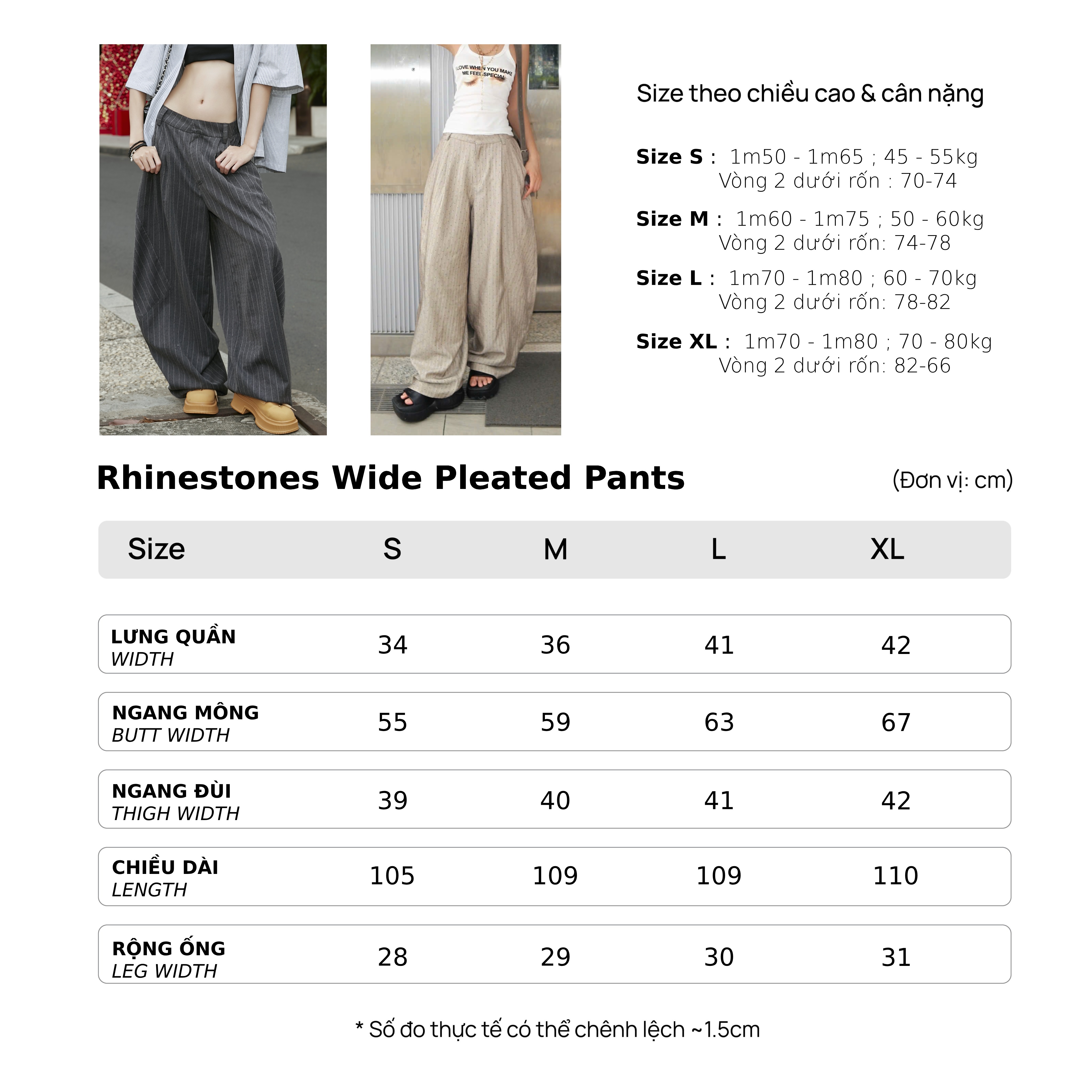 Mô tả Quần Dài Tây Dáng Rộng Đính Đá - Brand TSUN Chính Hãng - Rhinestones Pants - Unisex - 1