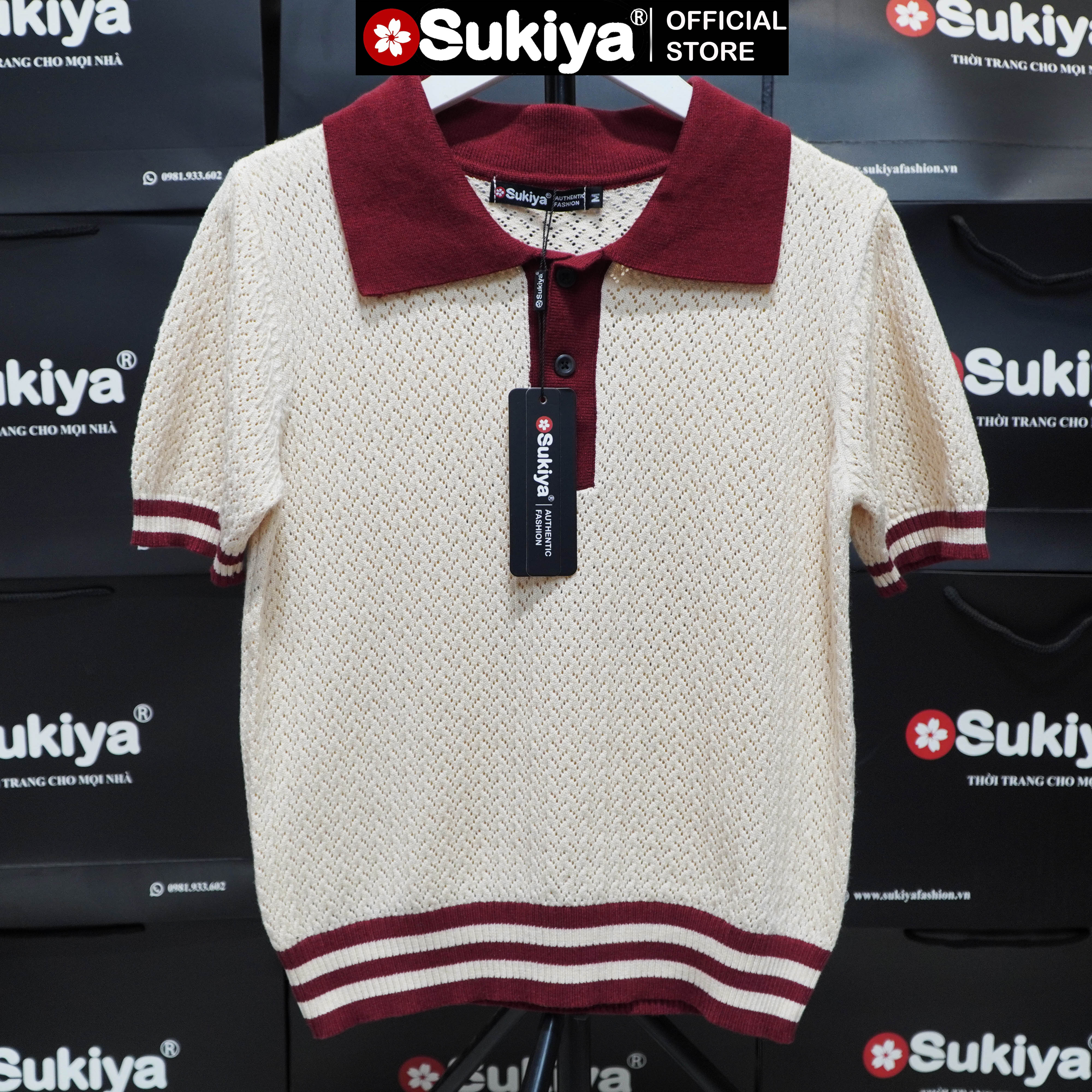 Mô tả Áo Len Polo Nữ SUKIYA Dệt KNIT Cao Cấp Đột Lỗ Thoáng Mát Phồi Màu Trẻ Trung Năng Động AL109 - 10