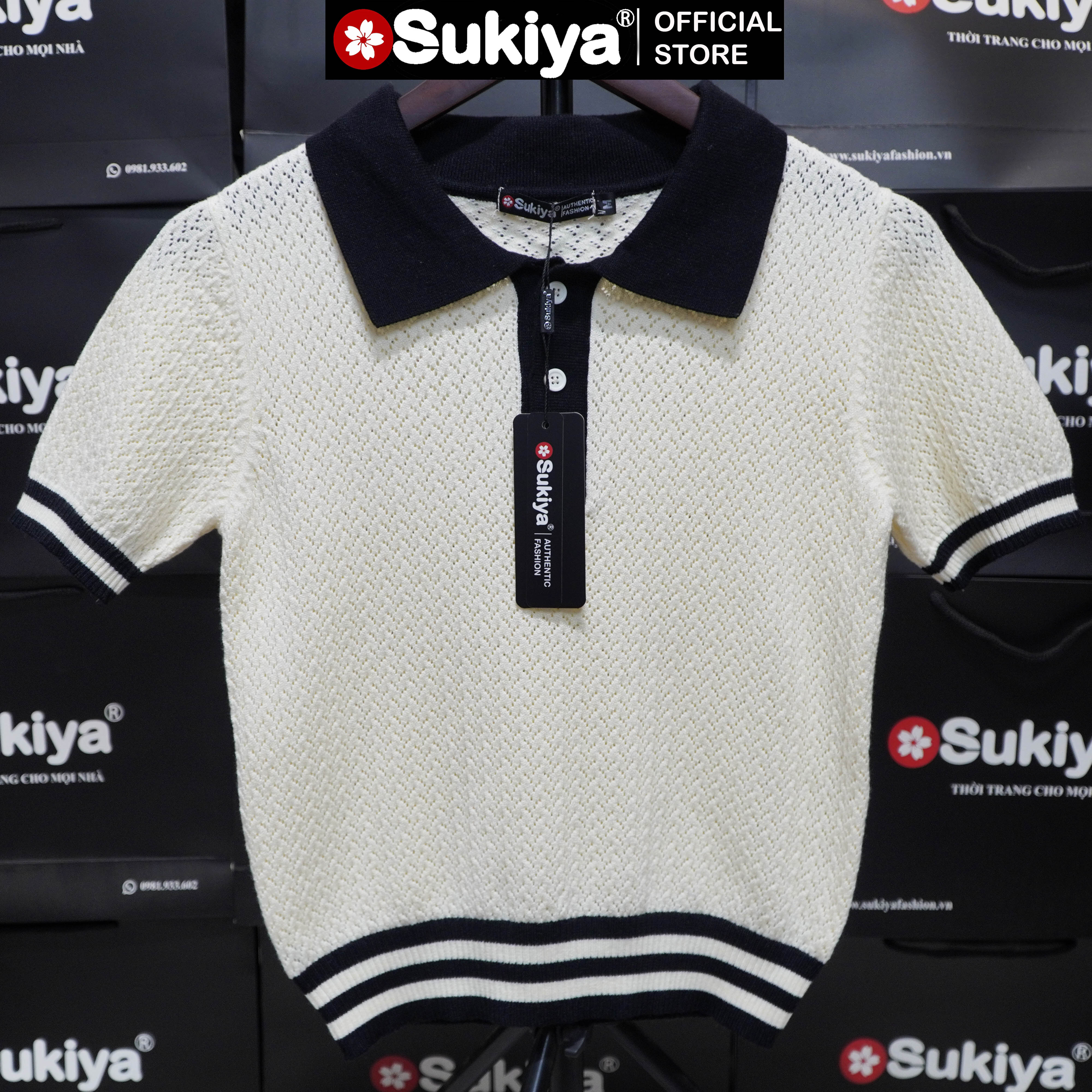 Mô tả Áo Len Polo Nữ SUKIYA Dệt KNIT Cao Cấp Đột Lỗ Thoáng Mát Phồi Màu Trẻ Trung Năng Động AL109 - 11