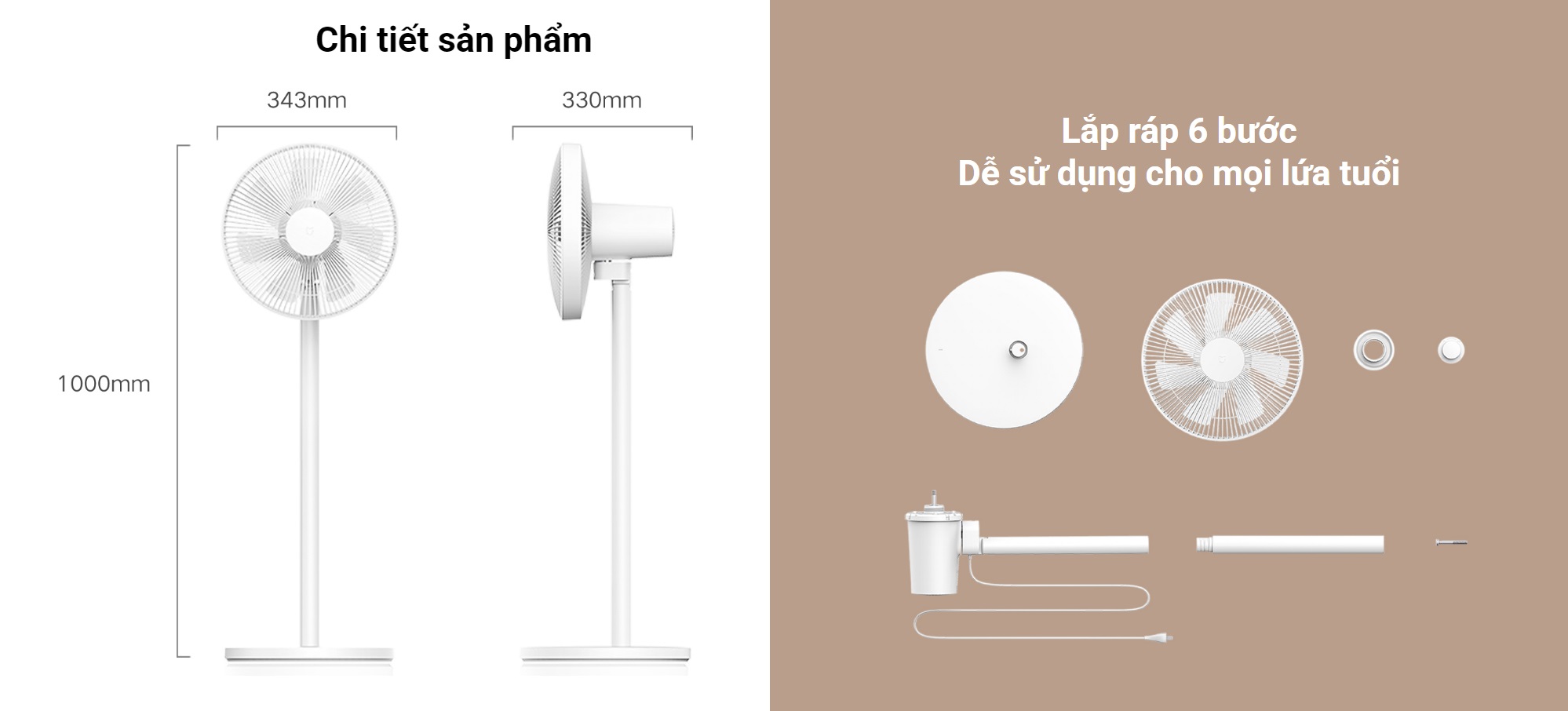 Mô tả Quạt Thông Minh Xiaomi Mi Smart Standing Fan 2 Lite EU | Điều Khiển Thông Minh Bằng Giọng Nói | Bảo Hành 12 Tháng - 8