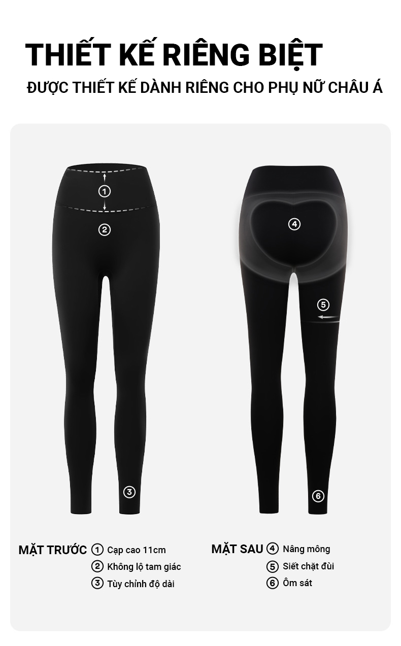 Mô tả Quần legging nữ cạp cao YOUMINT Gen bụng, nâng mông, co giãn 4 chiều - 5