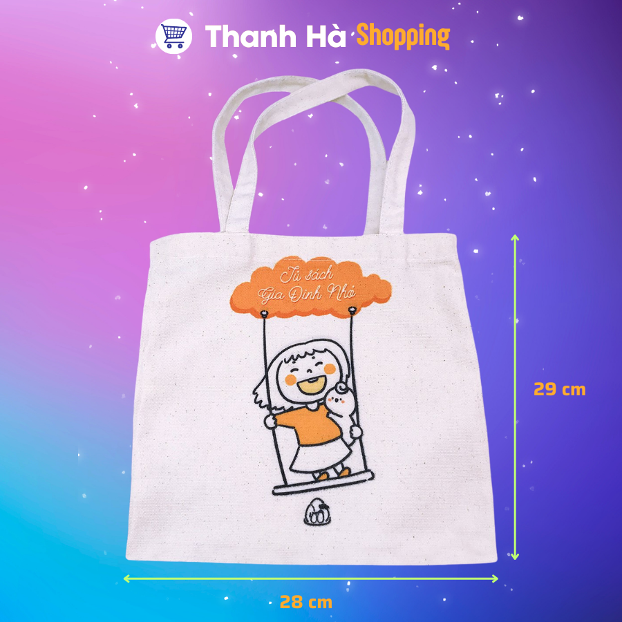 Mô tả Túi Tote Tủ sách Gia Đình Nhỏ 29x28 cm - đơn giản, tiện lợi và phong cách - 1