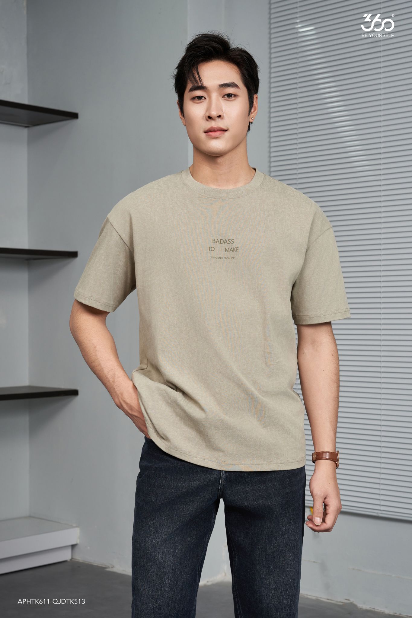 Mô tả Áo thun nam form rộng thoải mái thương hiệu 360 Boutique áo phông nam cotton cao cấp - APHTK611 - 1