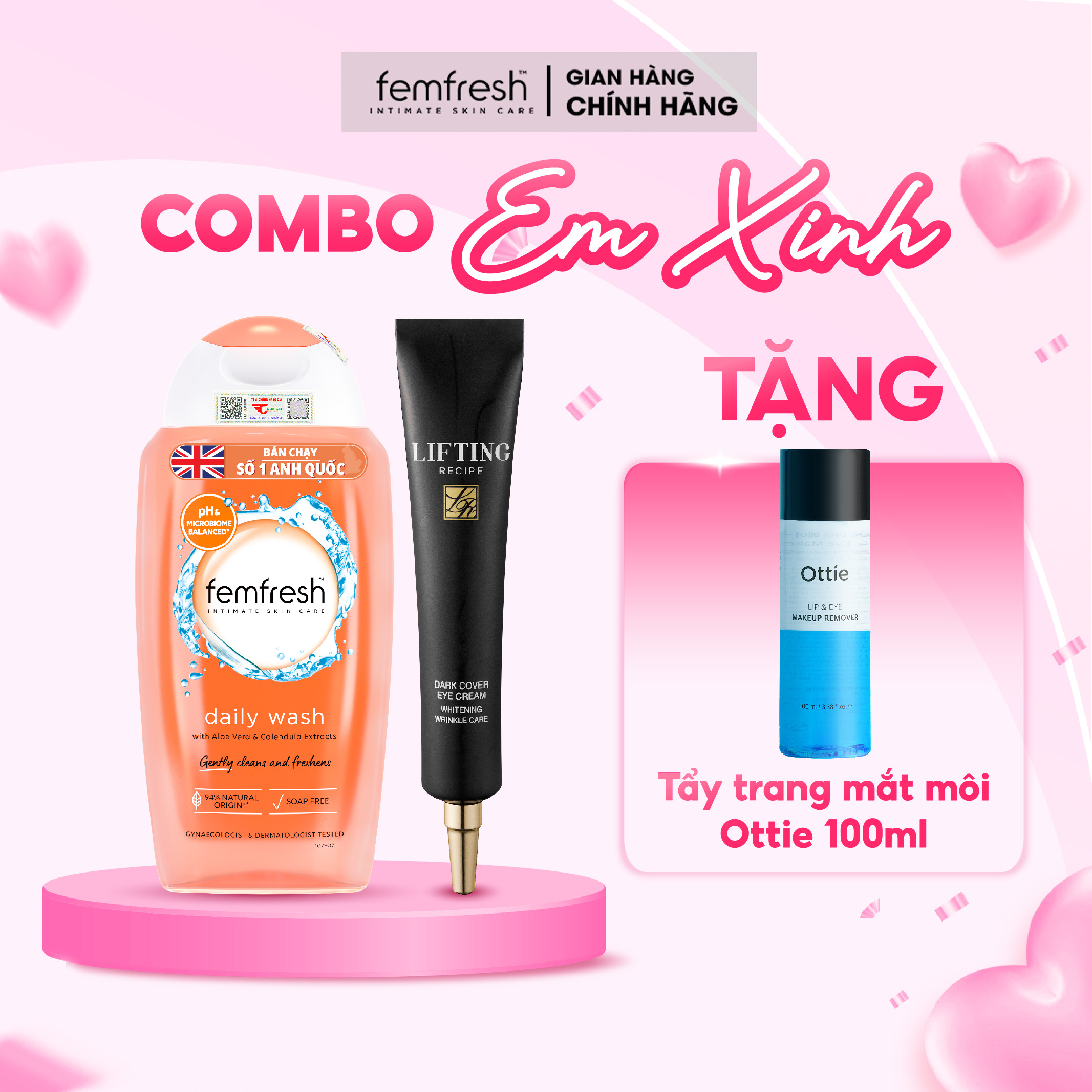 Mô tả Dung dịch vệ sinh phụ nữ cao cấp Femfresh + Kem mắt cao cấp Recipe 30ml - 1