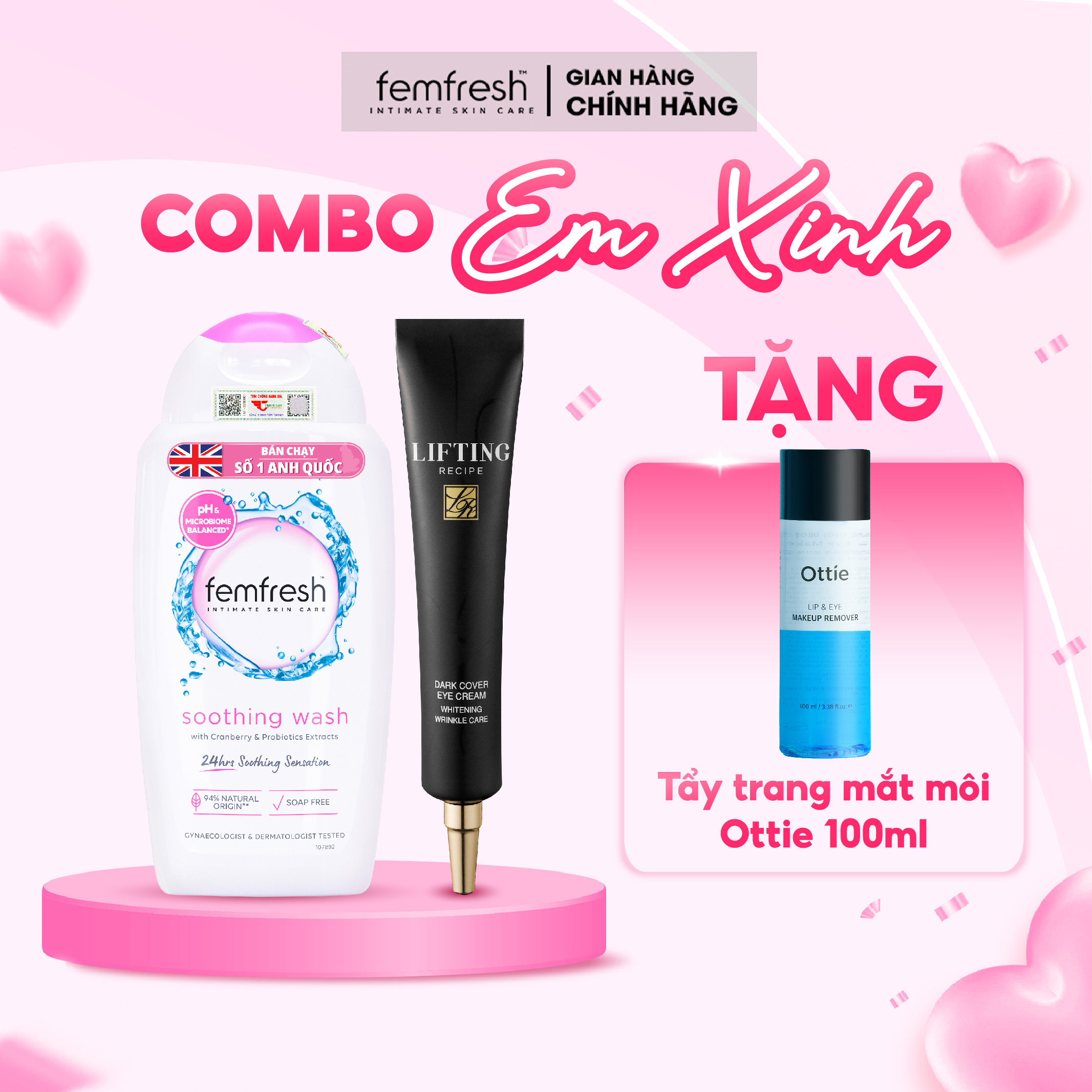 Mô tả Dung dịch vệ sinh phụ nữ cao cấp Femfresh + Kem mắt cao cấp Recipe 30ml - 4