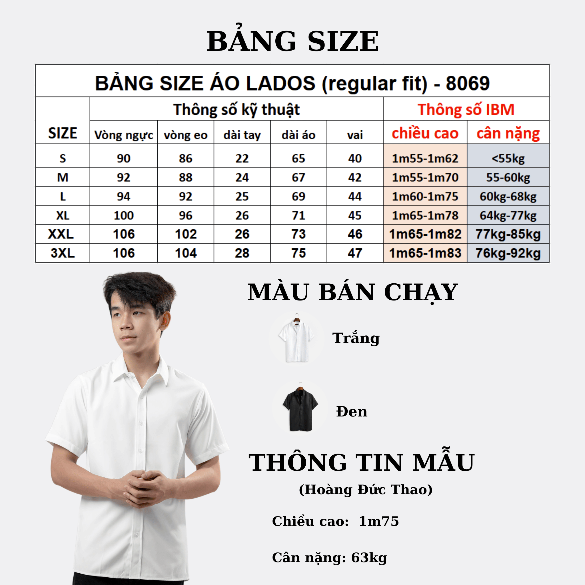 Mô tả Áo Sơ Mi Trơn Vải Lụa Tay Ngắn Cho Nam LADOS - 8069 - 2