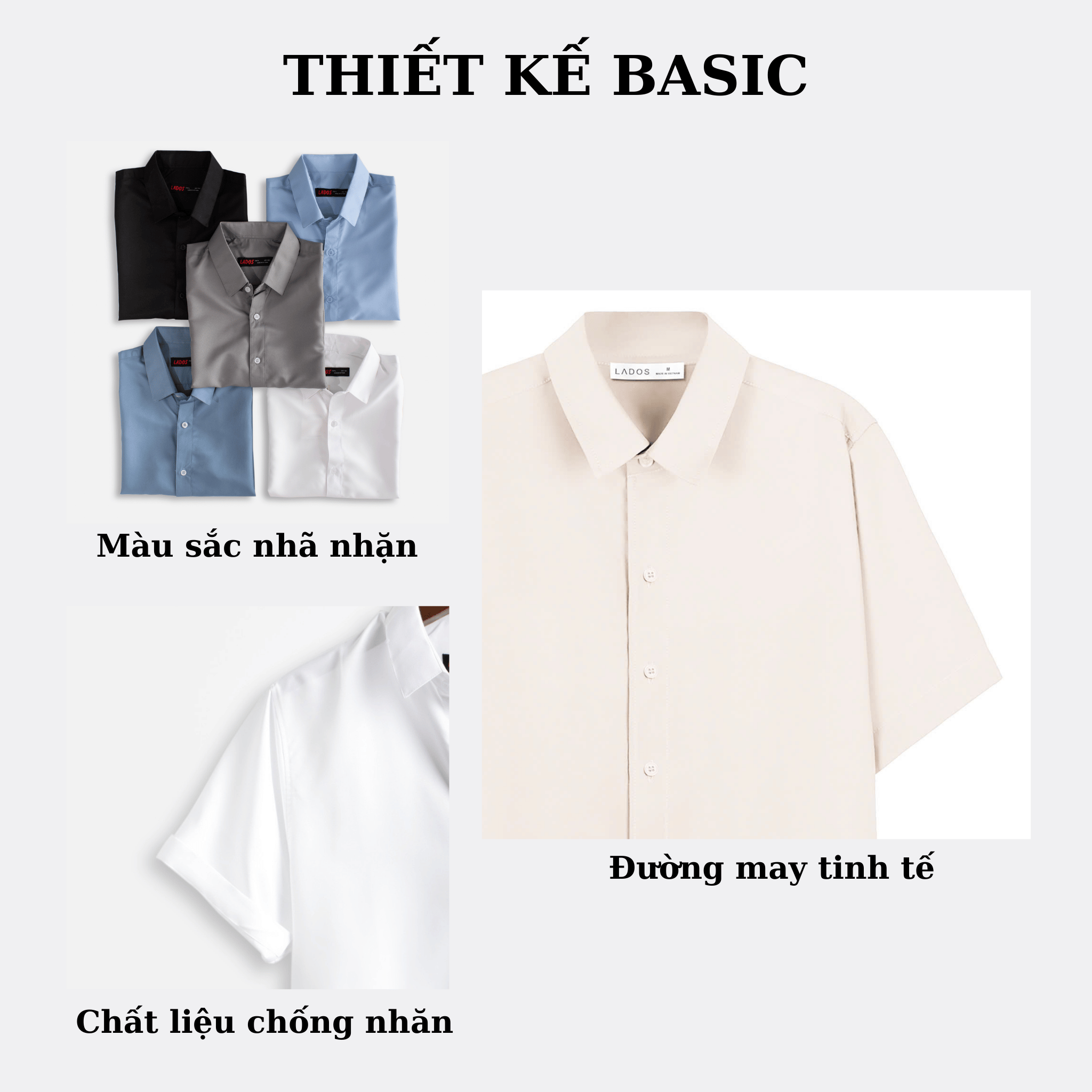 Mô tả Áo Sơ Mi Trơn Vải Lụa Tay Ngắn Cho Nam LADOS - 8069 - 1