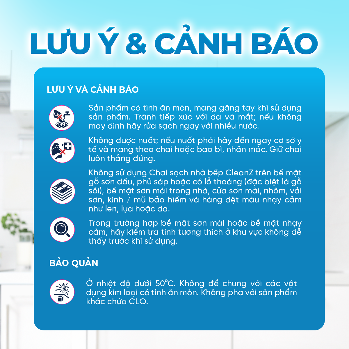 Mô tả Chai Sạch Nhà Bếp Cleanz Làm Sạch Dầu Mỡ, Vết Ố Vàng, Thơm Mùi Chanh Dịu Nhẹ Dung Tích 450ml - 3