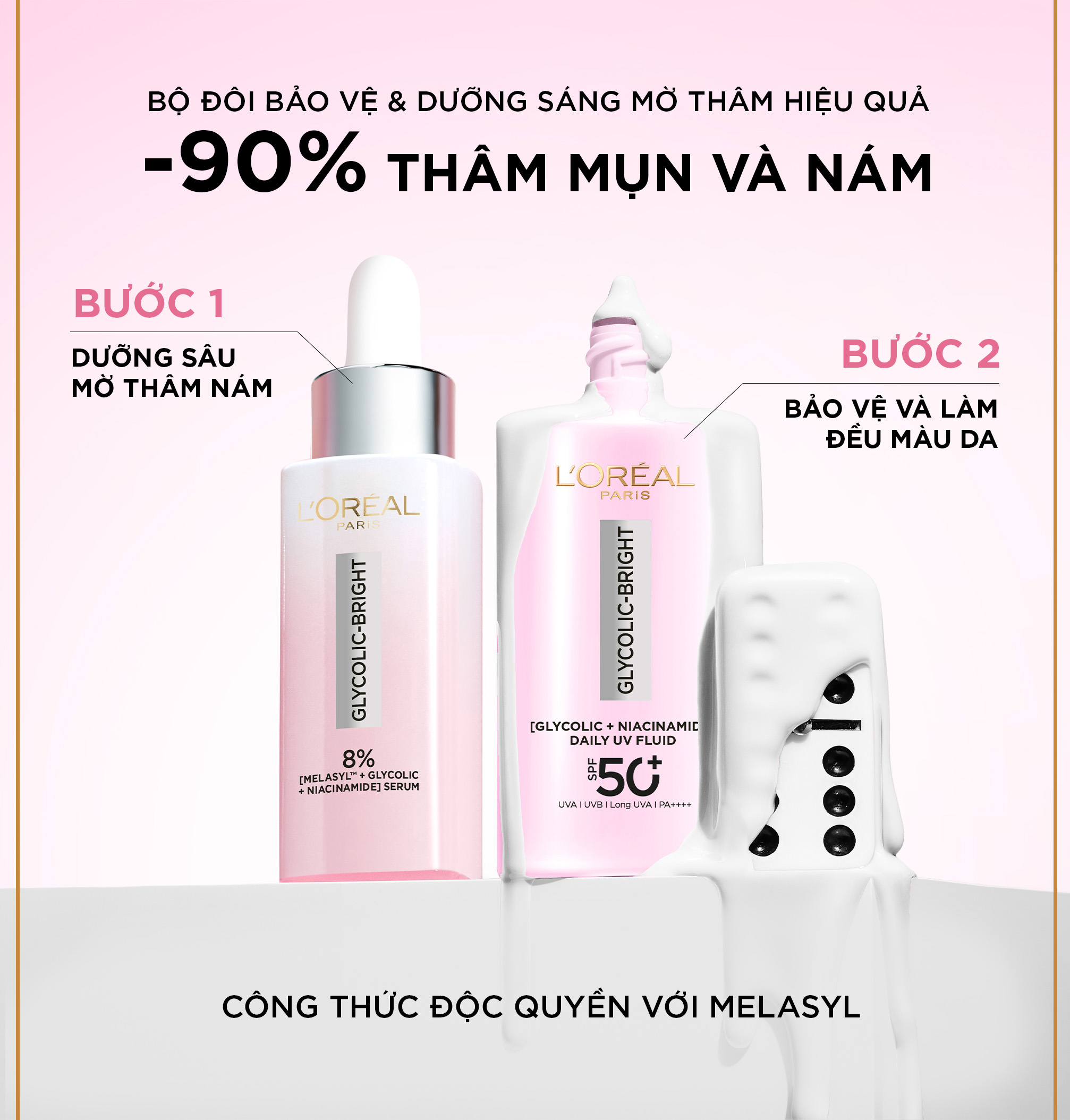 Mô tả Sữa chống nắng phổ rộng mỏng nhẹ bảo vệ da và dưỡng sáng mờ thâm nám Glycolic Bright Anti-Dark Spot L’Oréal Paris 50ml - 4
