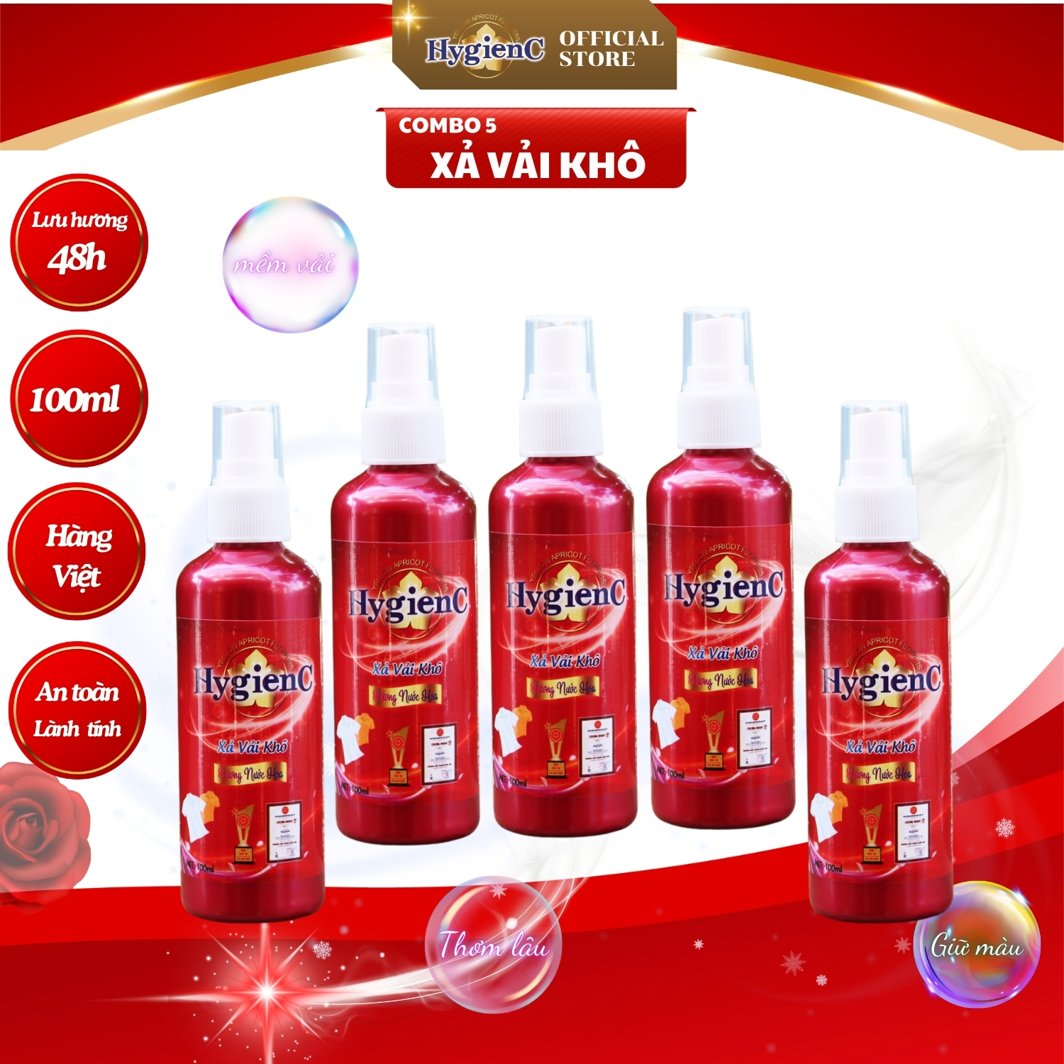 Mô tả Nước xả vải khô HygienC dạng xịt - Dung tích 100ml - 2