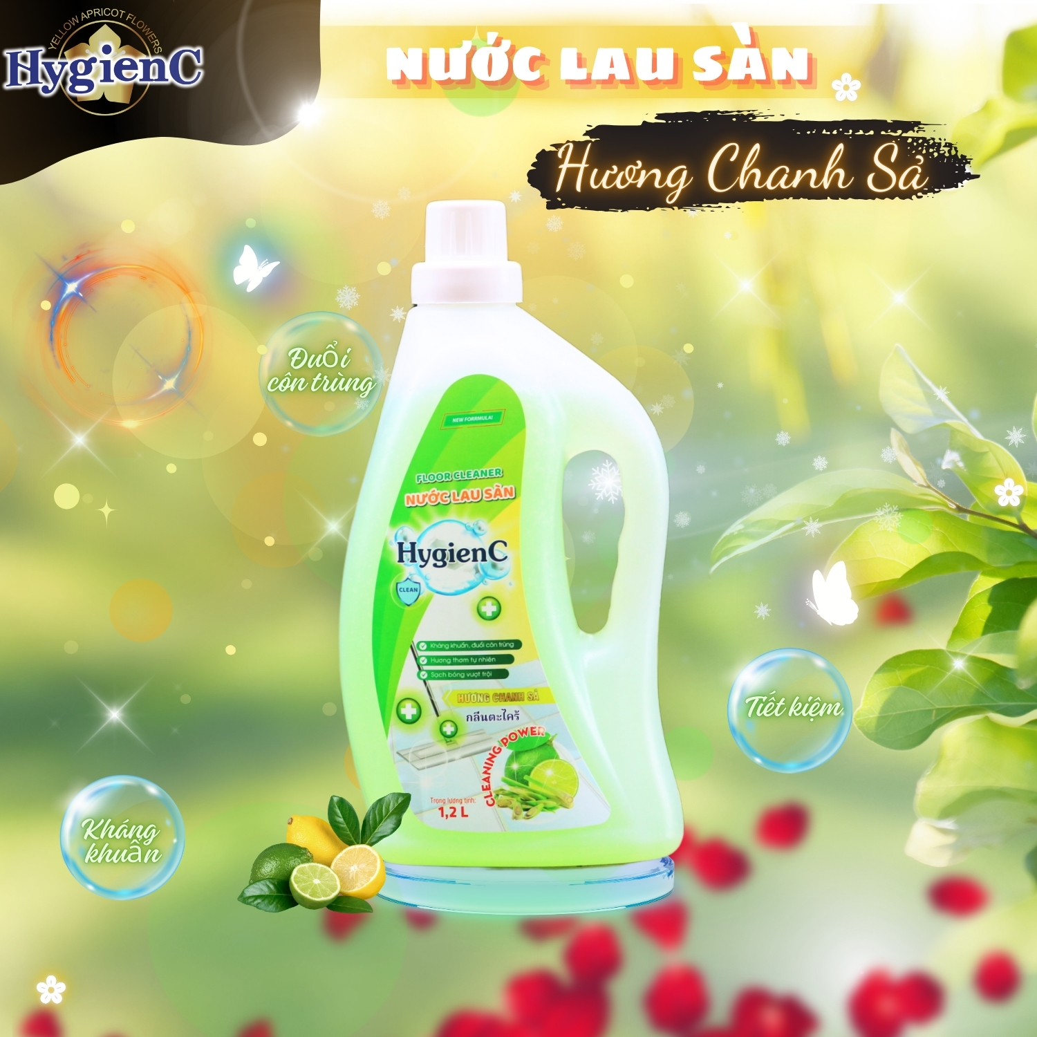 Mô tả Nước lau sàn nhà HygienC - Dung tích 1200ml Làm Sạch - 2