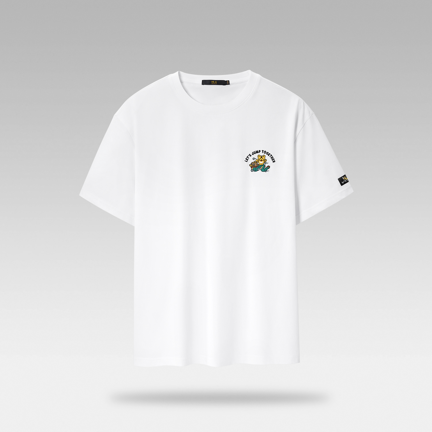 Mô tả Áo thun nam HLA màu trắng tay ngắn in Tiger Jump vải cotton lạnh mềm mại, thoáng mát - 3