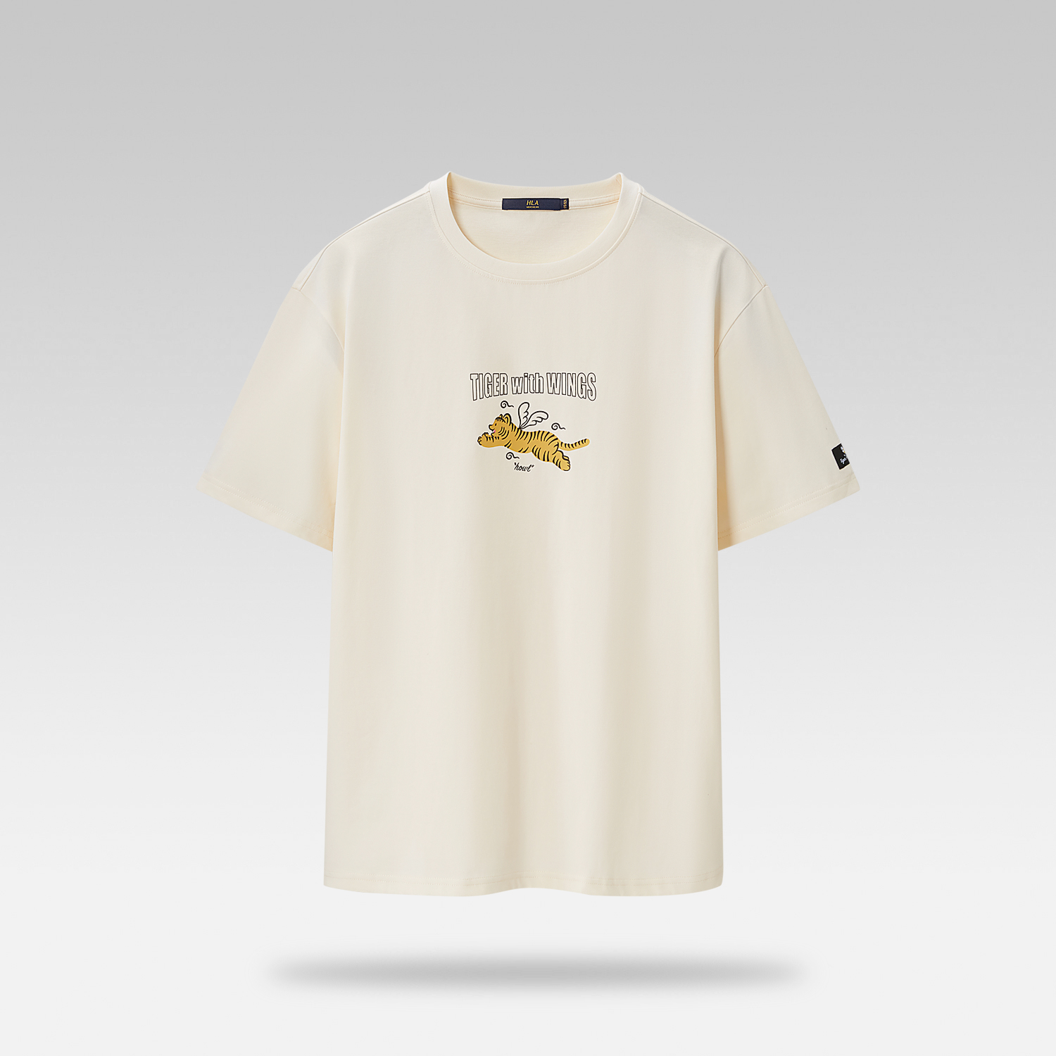 Mô tả Áo thun nam HLA màu trắng tay ngắn in Tiger Jump vải cotton lạnh mềm mại, thoáng mát - 5