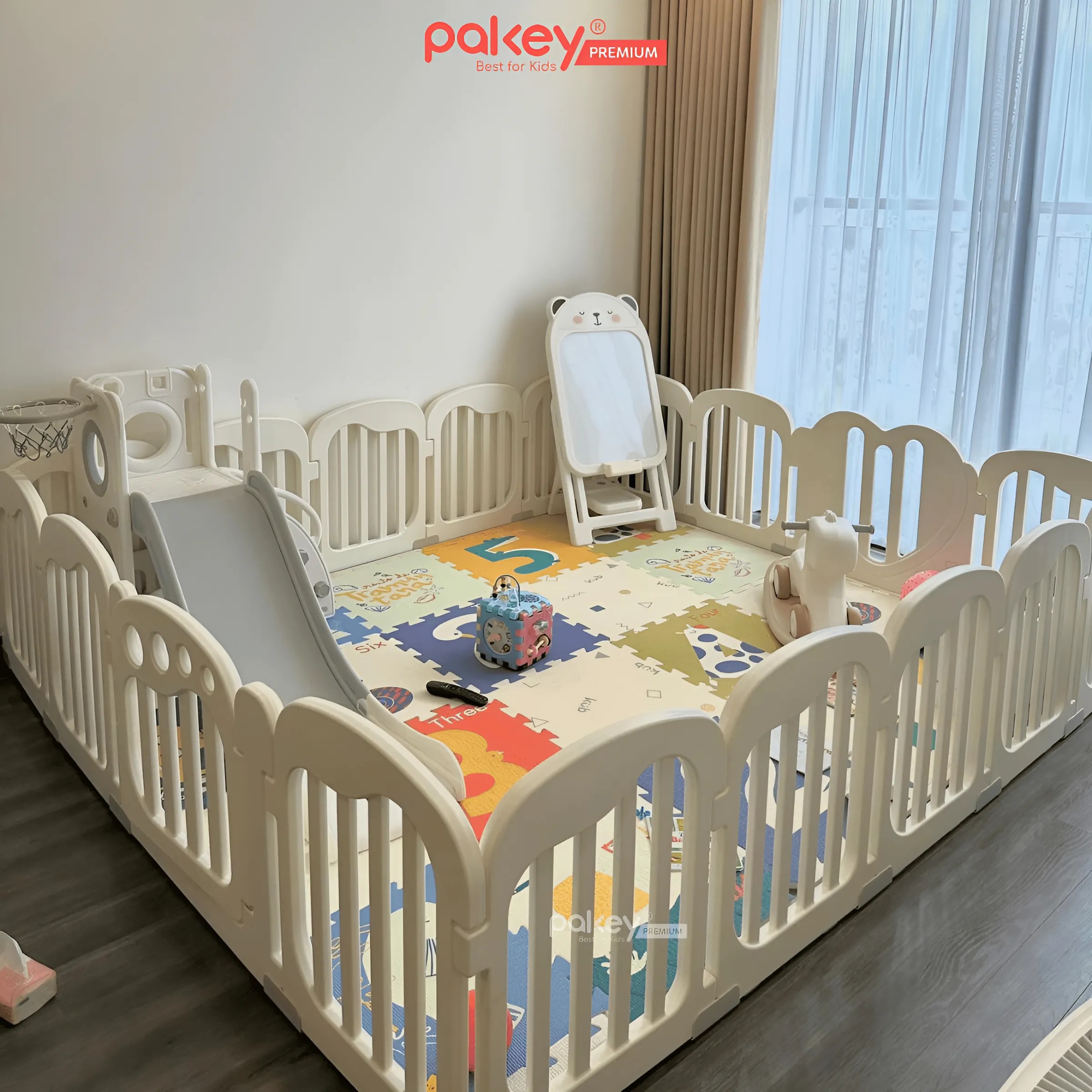 Mô tả Quây Cũi Nhựa PAKEY Cao Cấp Hình Trái Tim, Chiều Cao Vượt Trội An Toàn Cho Bé - Bảo Hành Trọn Đời - 6