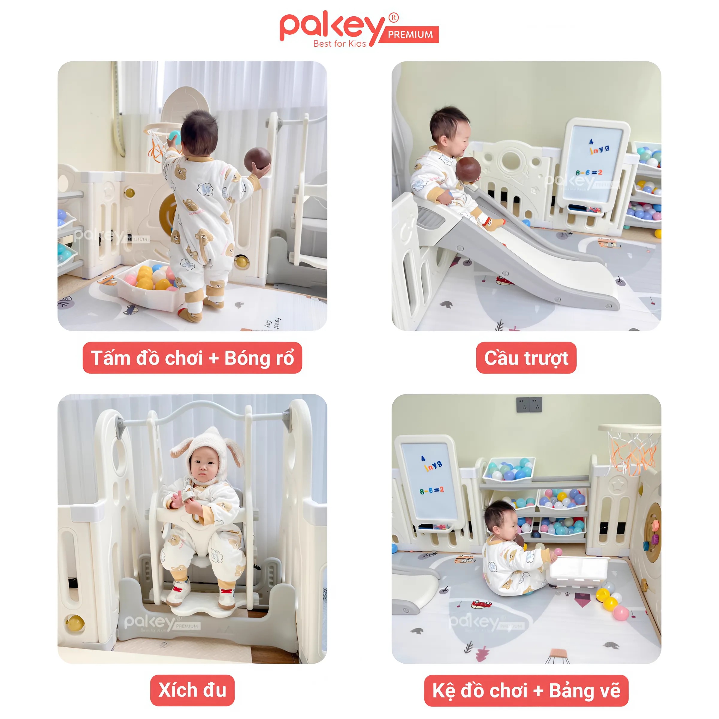 Mô tả Quây Cũi Nhựa Full Set PAKEY Phi Hành Gia Nhiều Trò Chơi Thú Vị, Quây Cao 61cm Cho Bé - Bảo Hành Trọn Đời - 7
