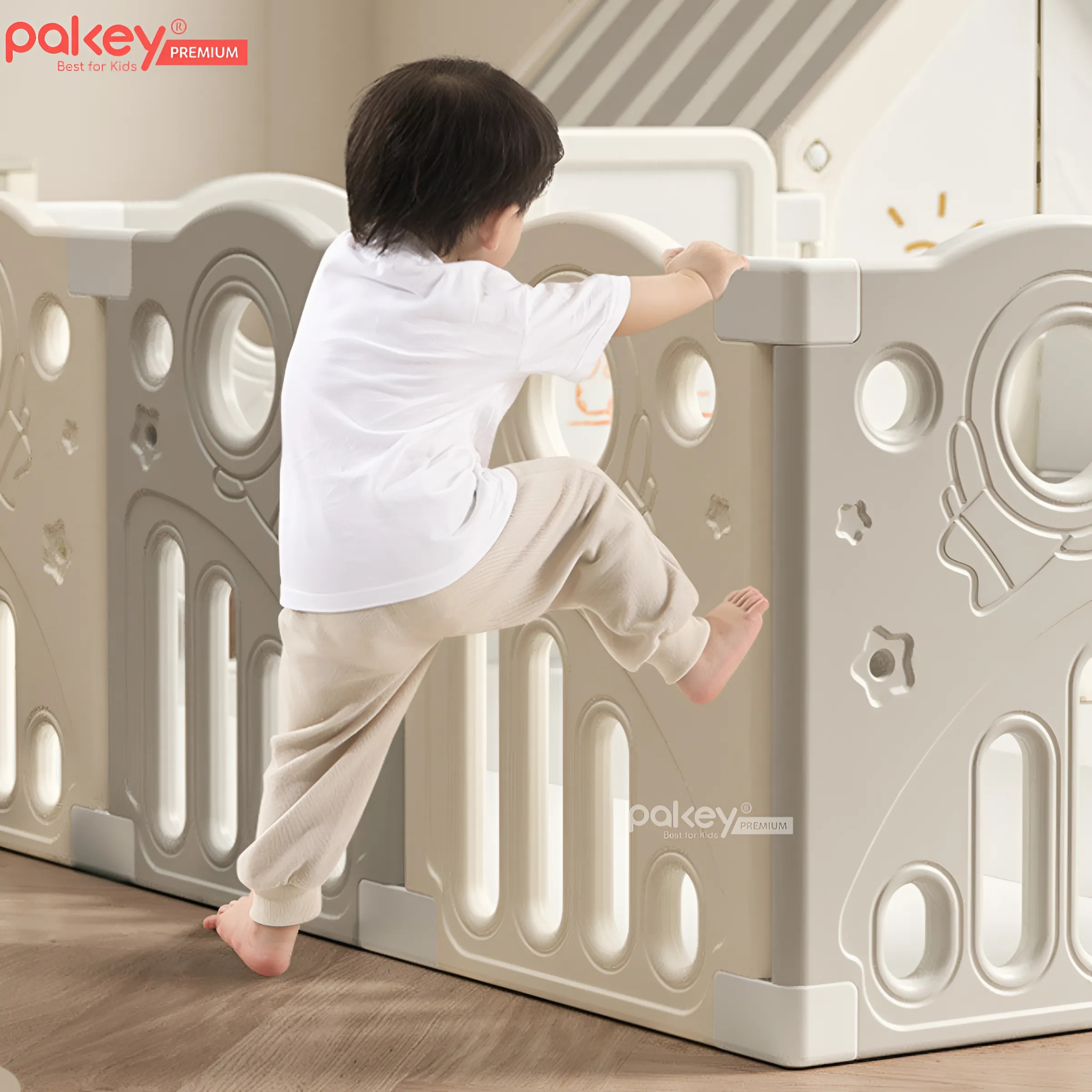Mô tả Quây Cũi Nhựa Full Set PAKEY Phi Hành Gia Nhiều Trò Chơi Thú Vị, Quây Cao 61cm Cho Bé - Bảo Hành Trọn Đời - 8
