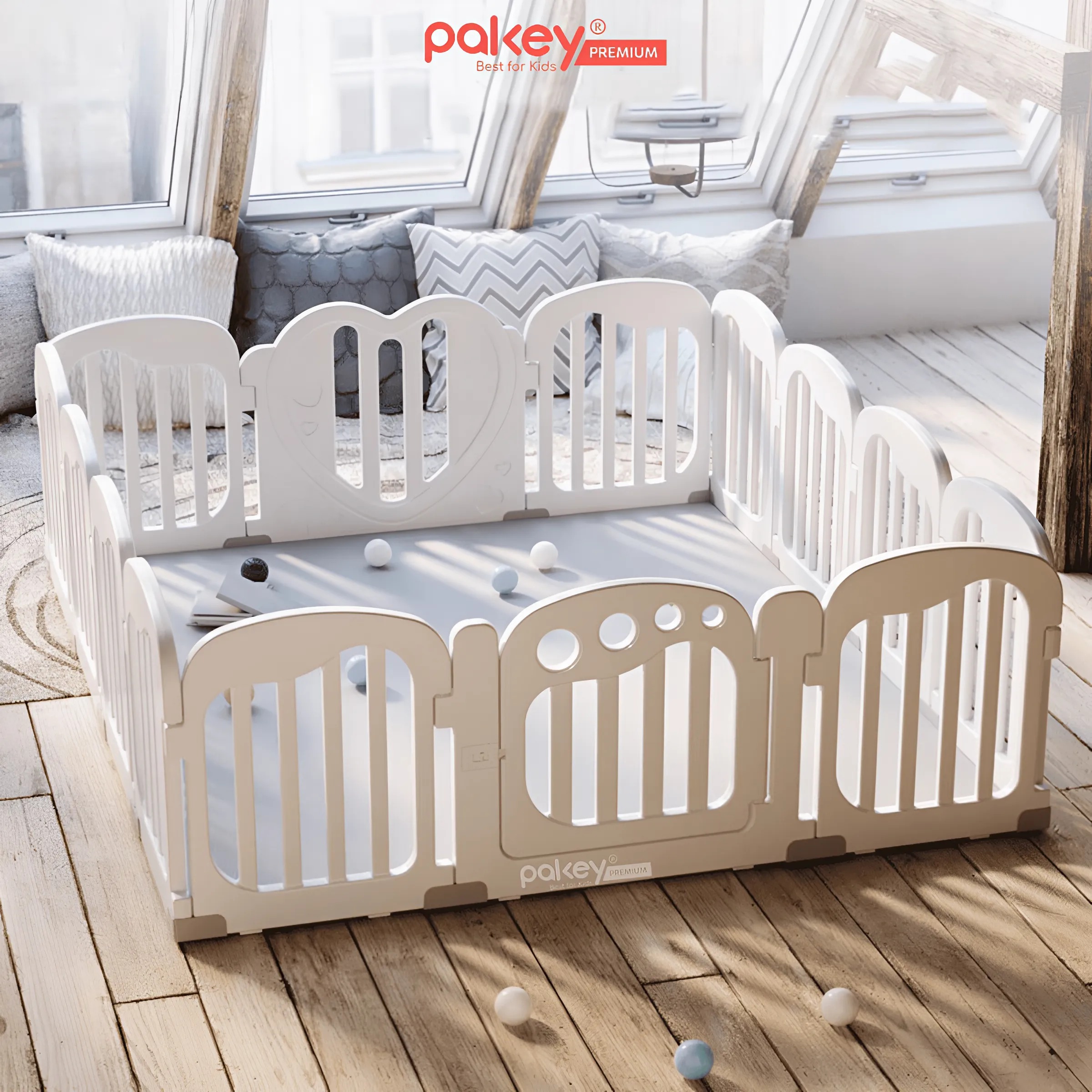 Mô tả Quây Cũi Nhựa PAKEY Cao Cấp Hình Trái Tim, Chiều Cao Vượt Trội An Toàn Cho Bé - Bảo Hành Trọn Đời - 7