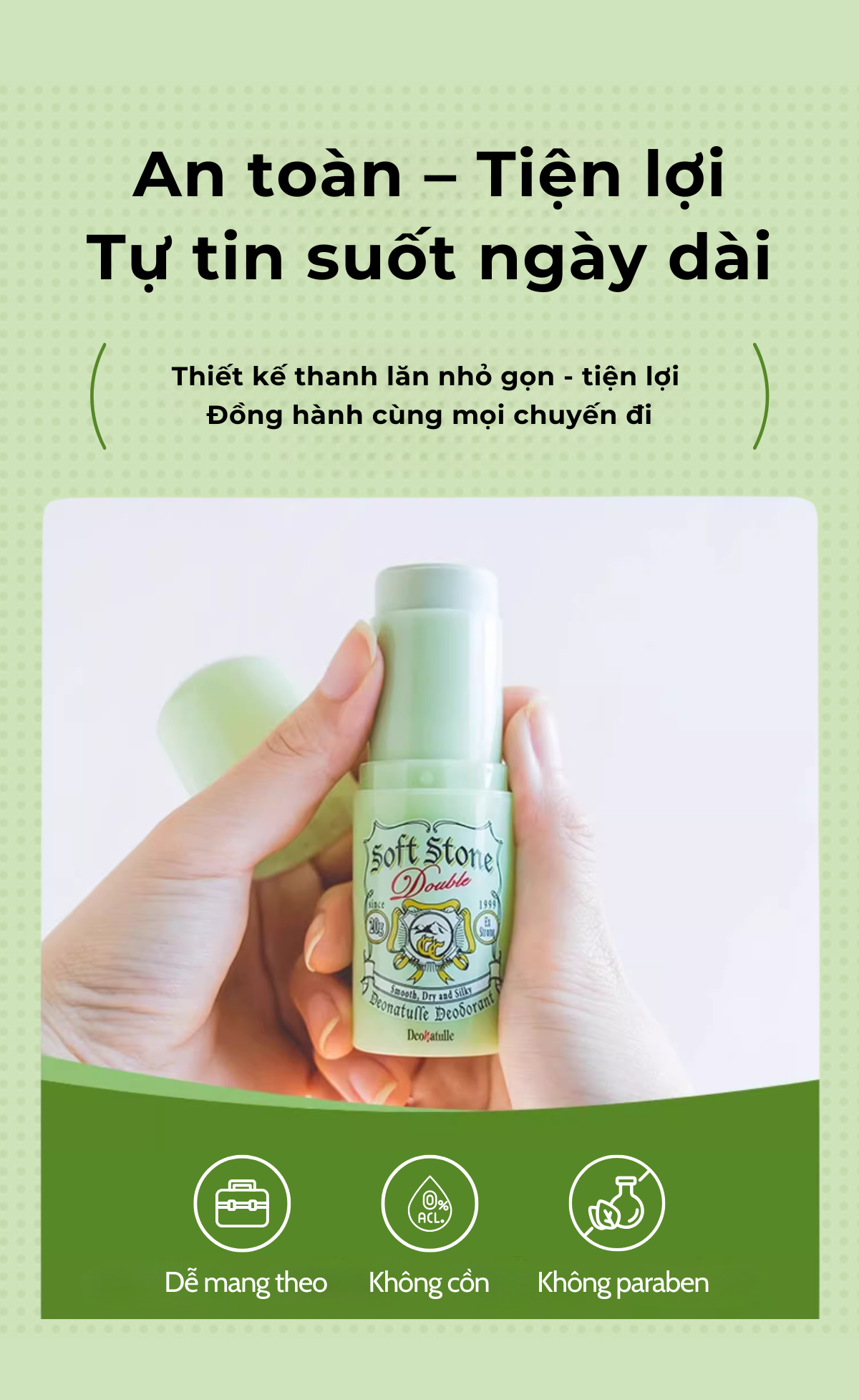 Mô tả Lăn khử mùi đá khoáng dạng sáp Deonatulle giúp sáng da Soft Stone Double Color Control 20G - 5