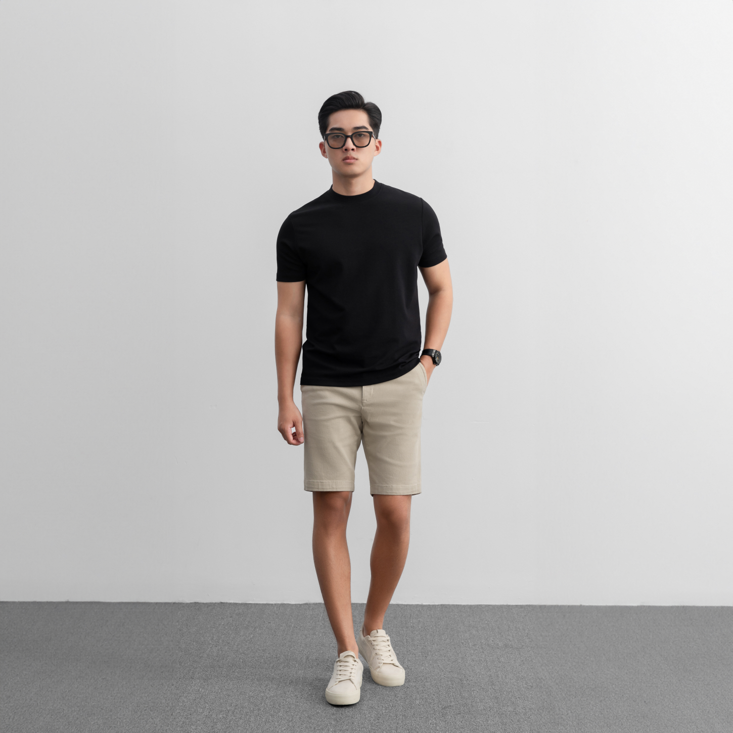 Mô tả Áo thun nam Ribbed T-shirt thun co giãn thấm hút tốt dệt gân nhuyễn sang trọng chỉn chu LEEVUS AT29 - 1
