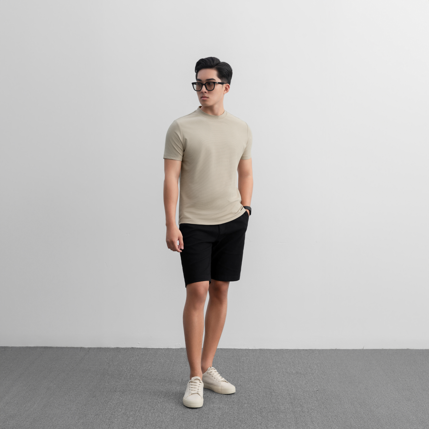 Mô tả Áo thun nam Ribbed T-shirt thun co giãn thấm hút tốt dệt gân nhuyễn sang trọng chỉn chu LEEVUS AT29 - 2
