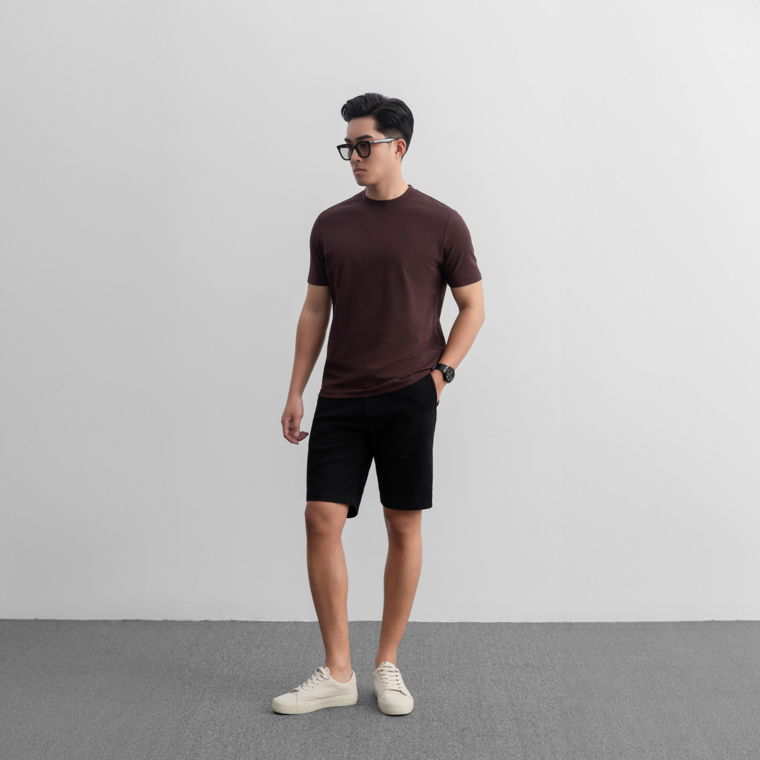 Mô tả Áo thun nam Ribbed T-shirt thun co giãn thấm hút tốt dệt gân nhuyễn sang trọng chỉn chu LEEVUS AT29 - 3