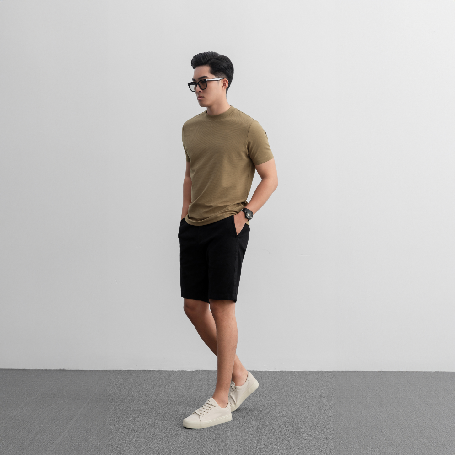 Mô tả Áo thun nam Ribbed T-shirt thun co giãn thấm hút tốt dệt gân nhuyễn sang trọng chỉn chu LEEVUS AT29 - 4