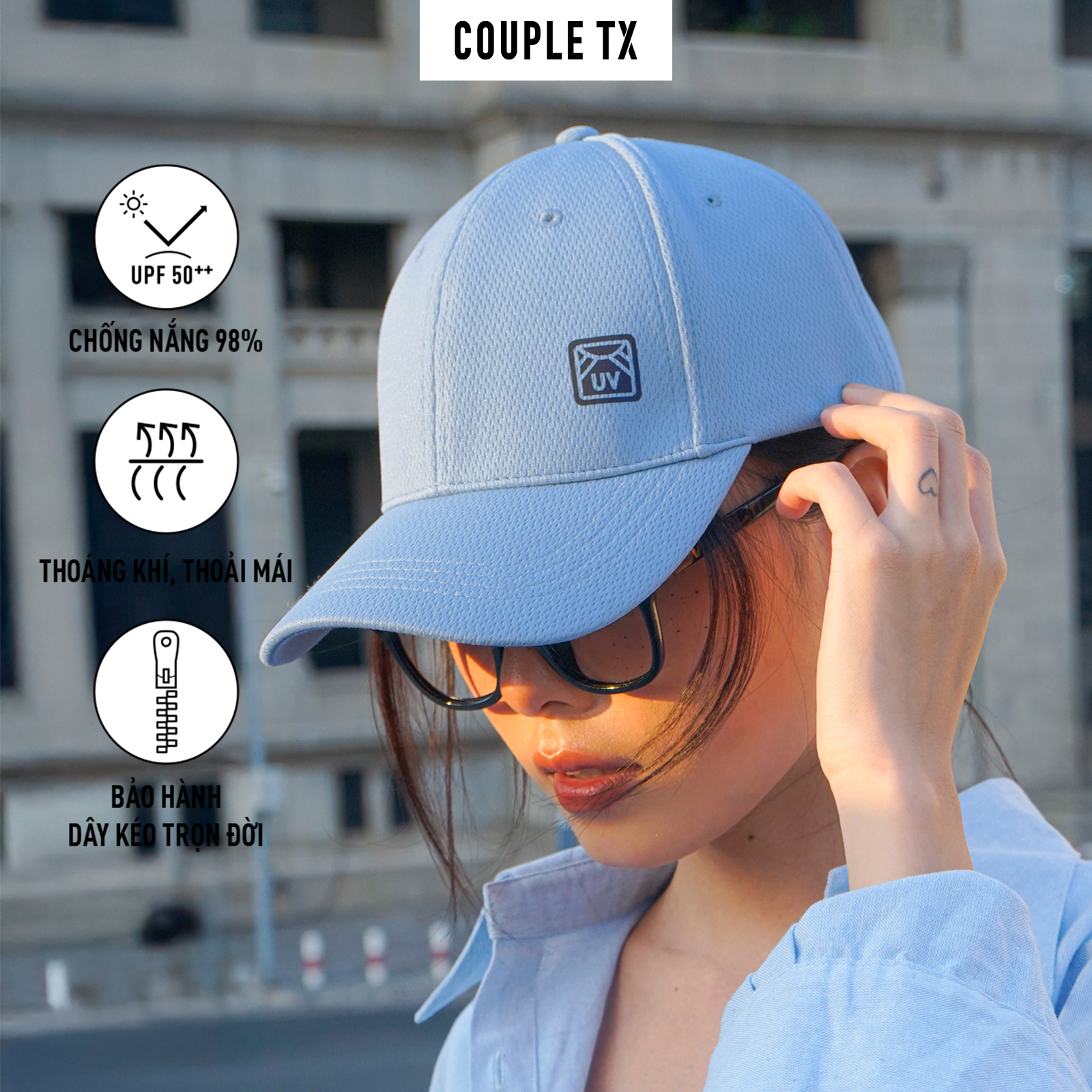 Mô tả Nón Lưỡi Trai Couple TX UV Logo Phản Quang 7 Màu - 2